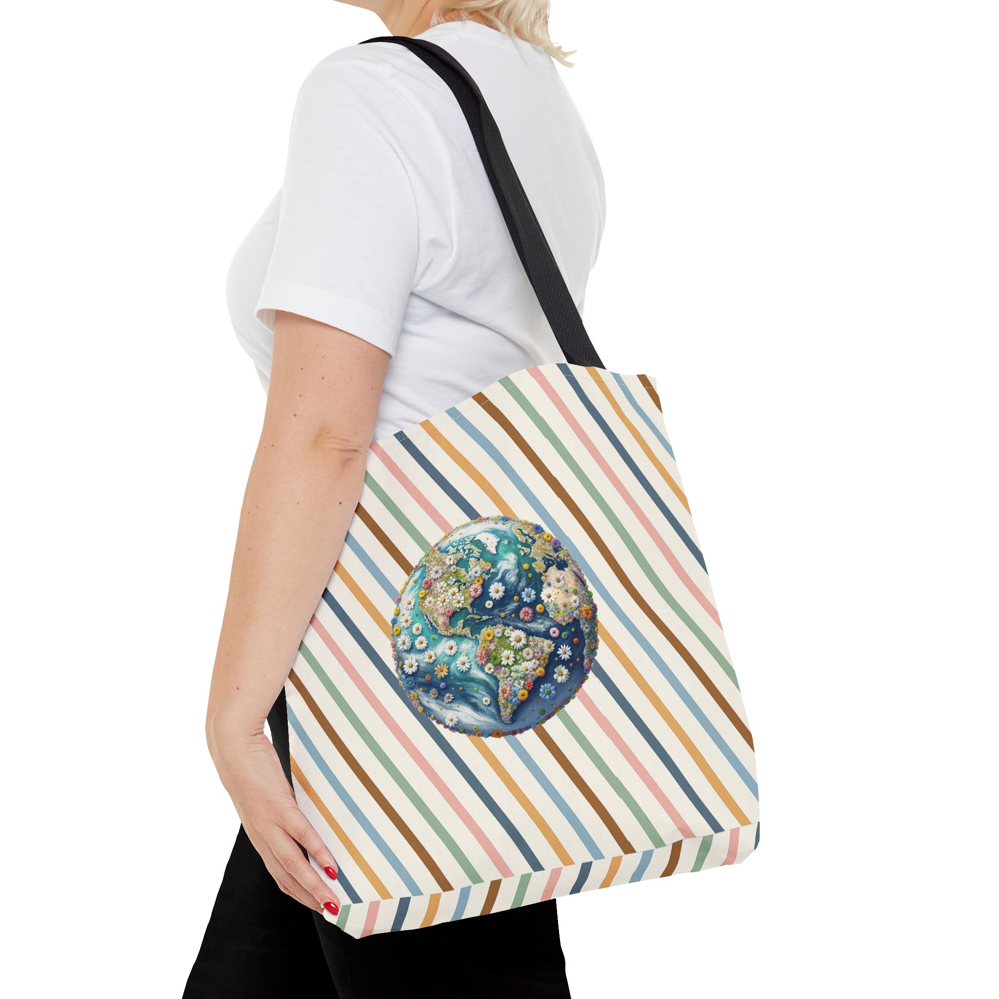 Floral Planet canvas tote bag ecology cute tote bag vintage bag perfect for nature lovers and shoulder bag gift for her - Image 6