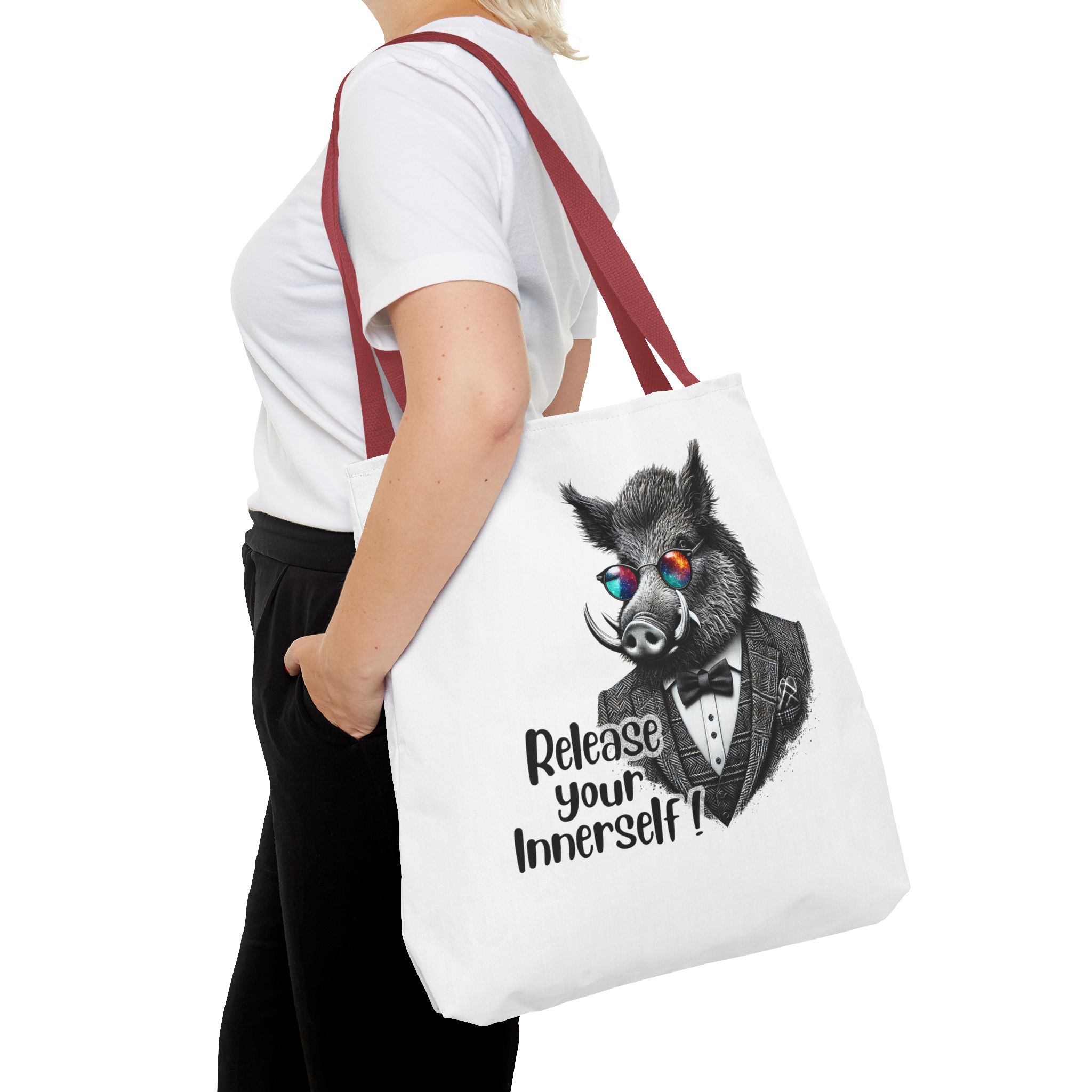 Canvas tote bag Motivational shoulder bag boar cute tote bag funny shoulder bag self confidence cool vintage bag – Image 12