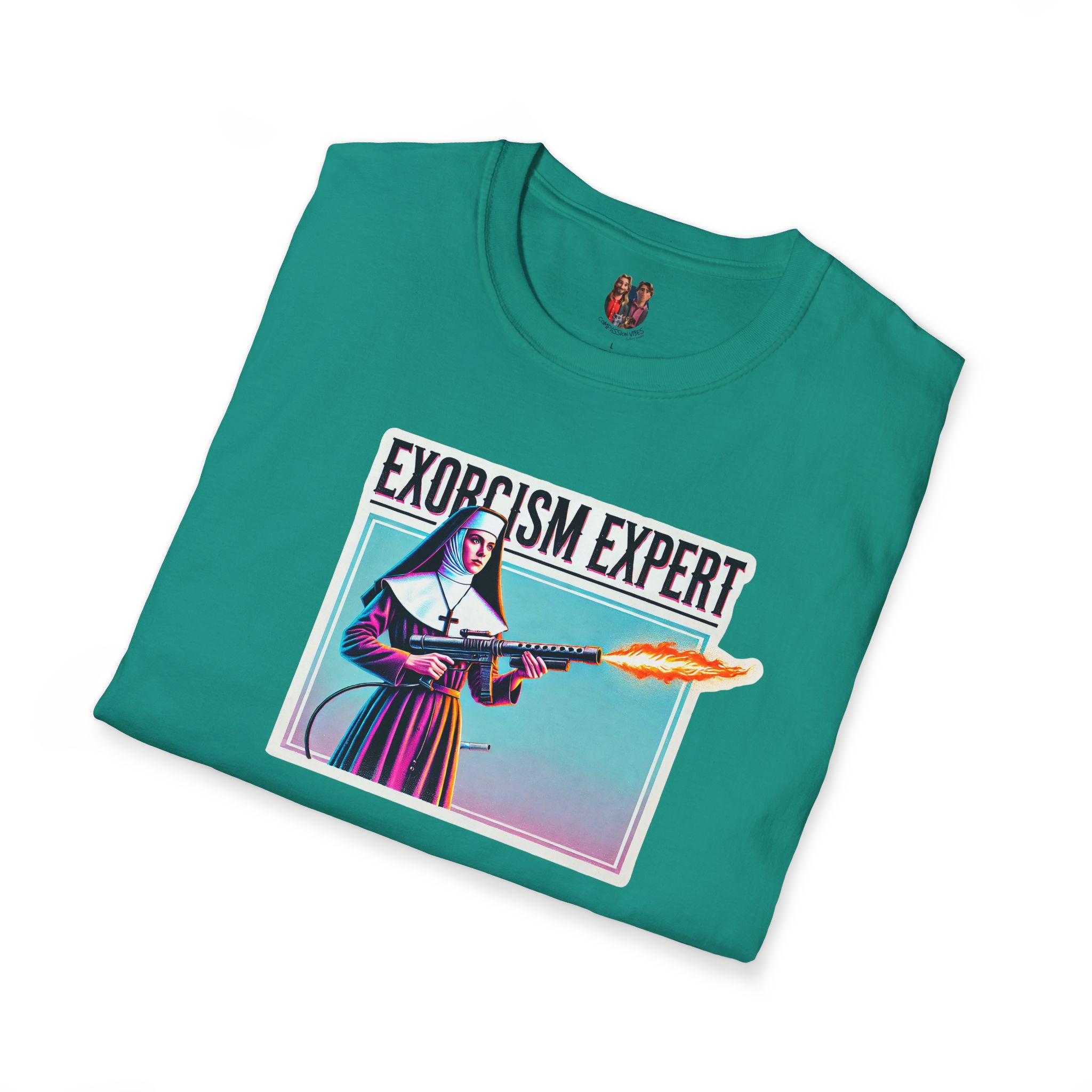 Funny Nun Exorcism tshirt - Ironic Catholic Graphic - Humorous Vintage Faith Tee - Image 20