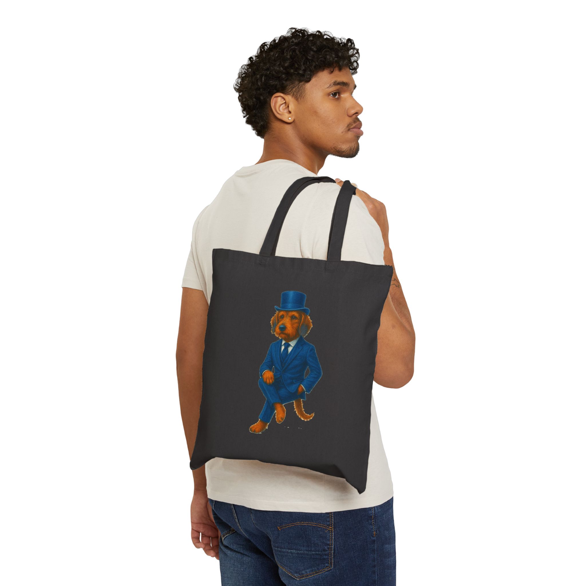 Stylish Dachshund canvas tote bag Dog fancy dress cute tote bag fun pet shoulder bag ethical handbag - Image 6