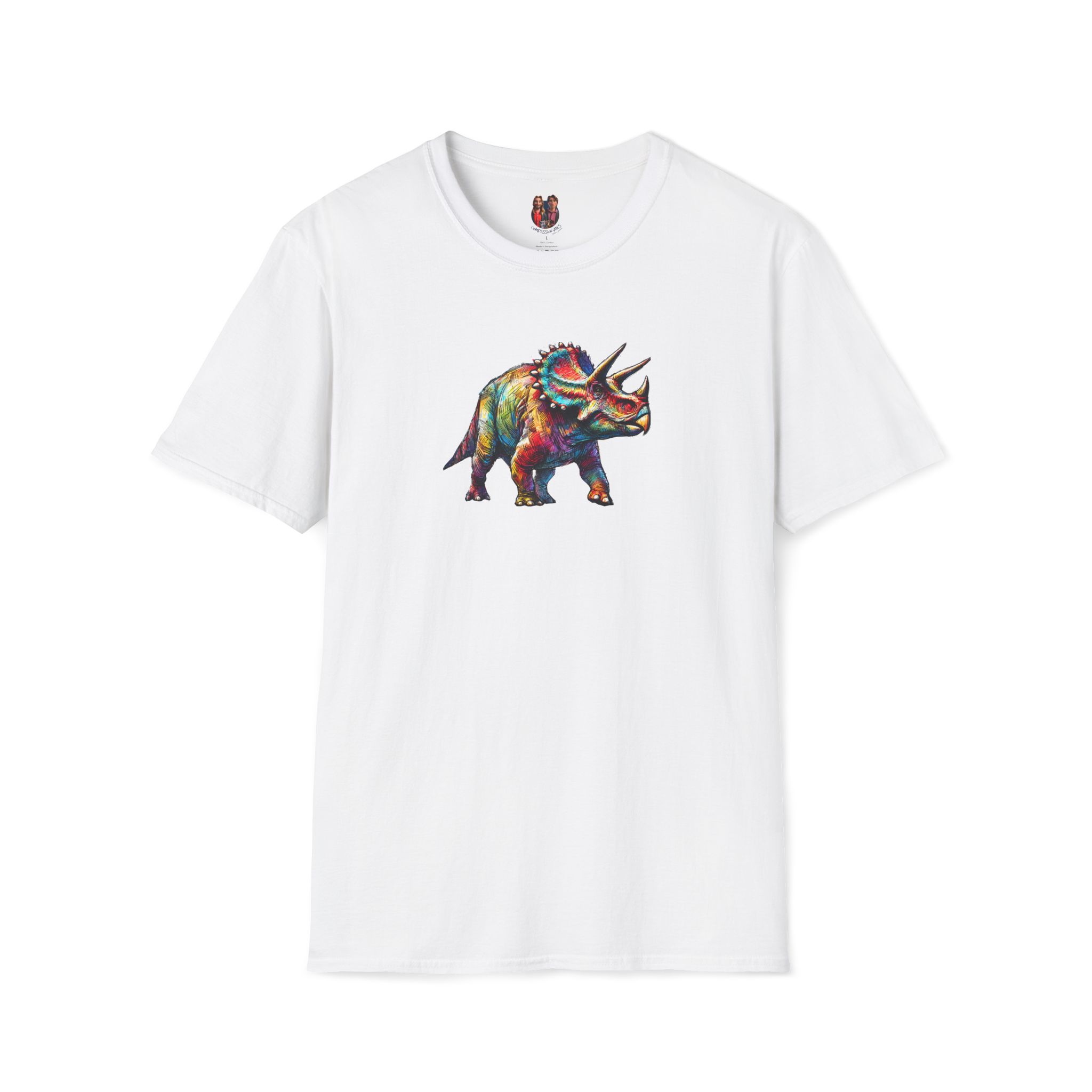 Triceratops Dinosaur tshirt - Prehistoric Graphic - Unique Dino Design Tee - Image 2