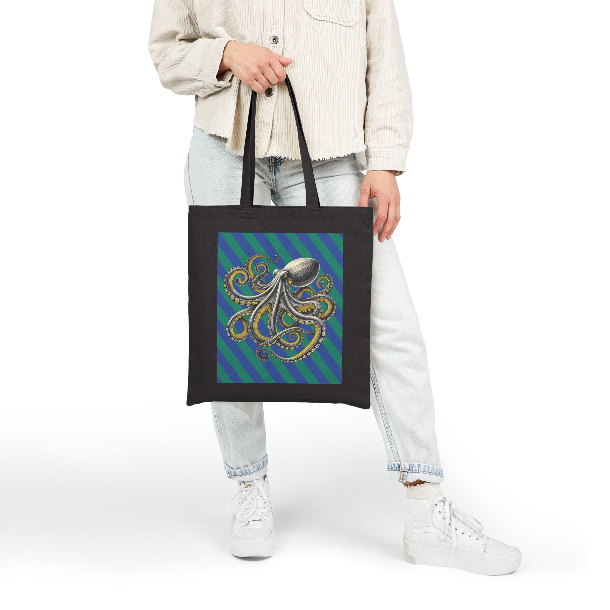 boho canvas tote bag octopus calligraphy handbag japanese clothing gift cool shoulder bag vintage apparel comfy - Image 8