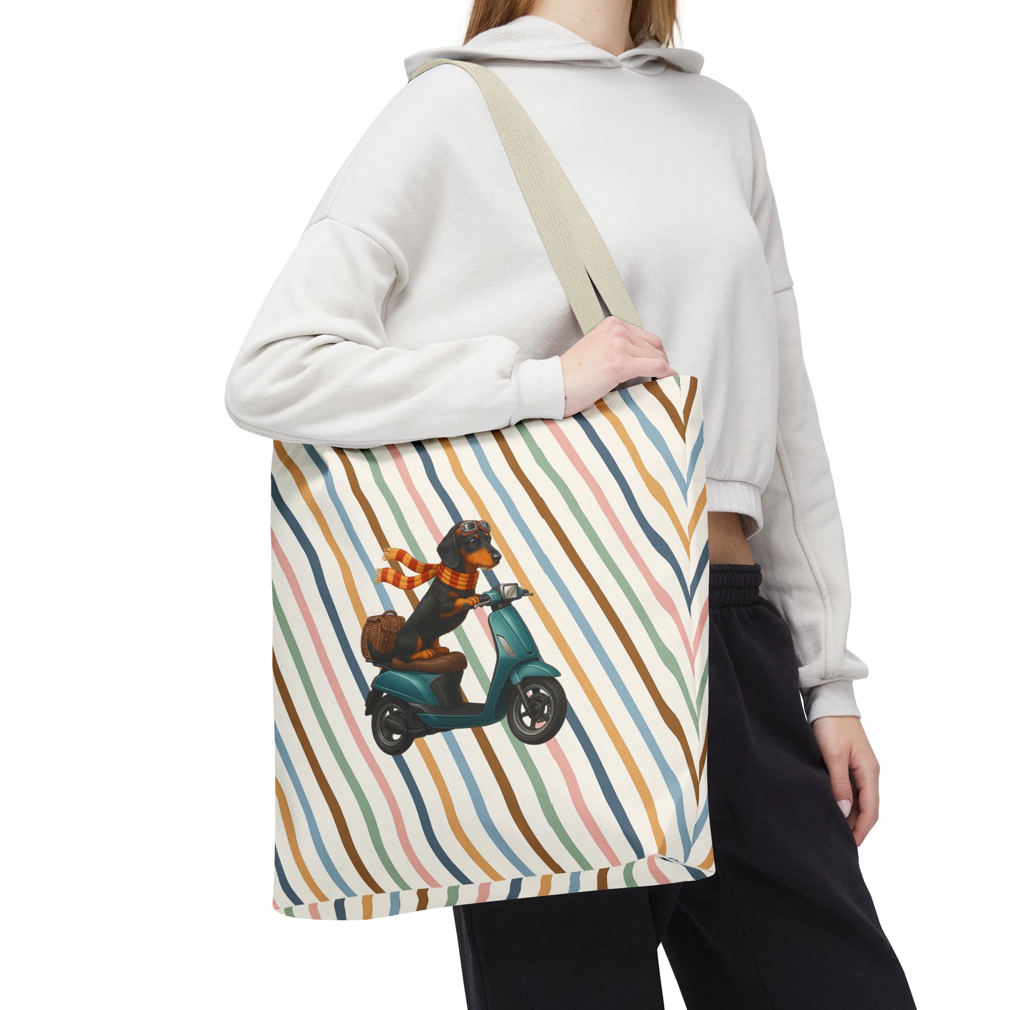 Dachshund canvas tote bag scooter funny shoulder bag dog cute tote bag cool gift for her pet lover purse puppy print cool handbag - Image 24