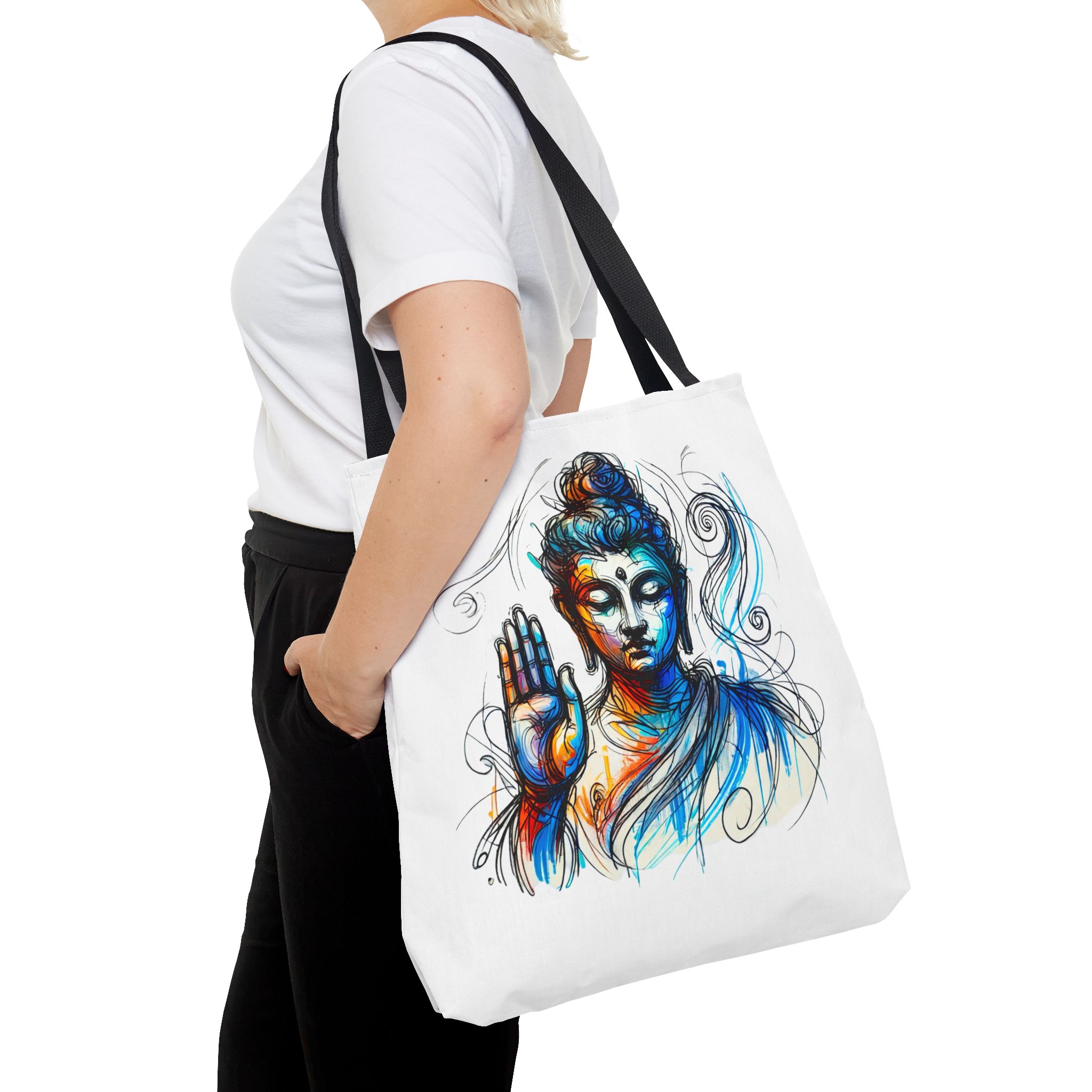 Canvas tote bag yoga bag vintage buddha shoulder bag Meditation handbag buddhism mindfulness - Image 6