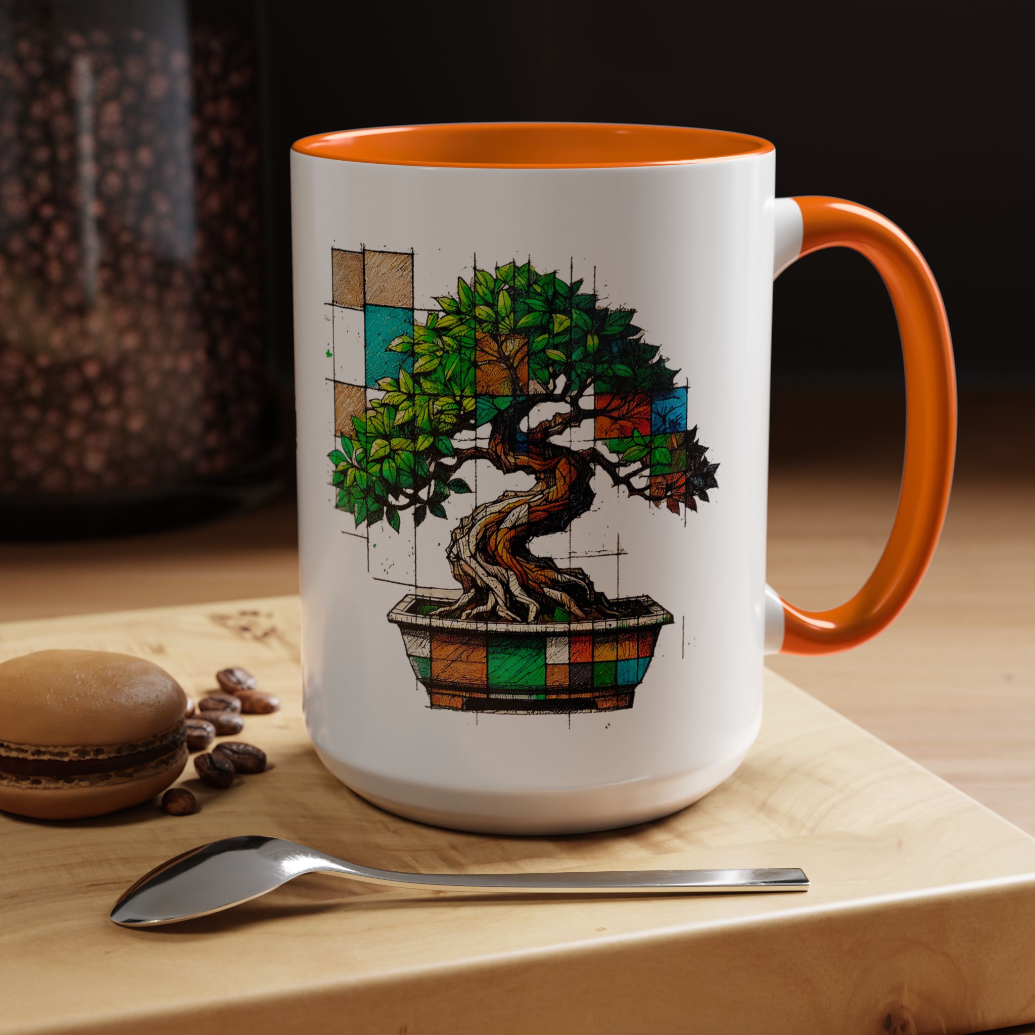 Bonsai mug zen nature style with original graphic pattern and cozy touch - Imagen 55