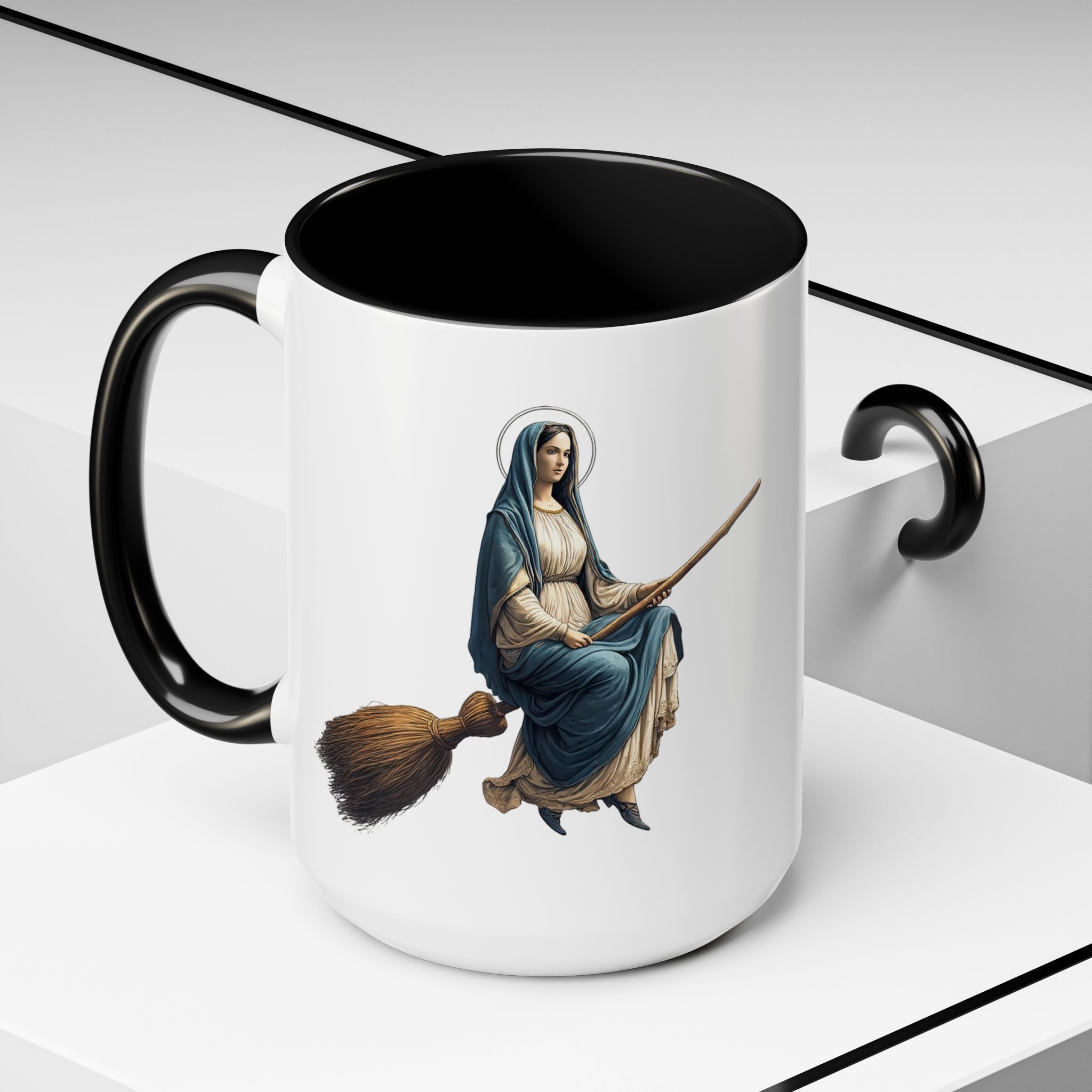 Funny Mug coffee lover gift for her Virgin Mary witch broom Sarcastic mug office accessory tea cup religious design unique - Image 24