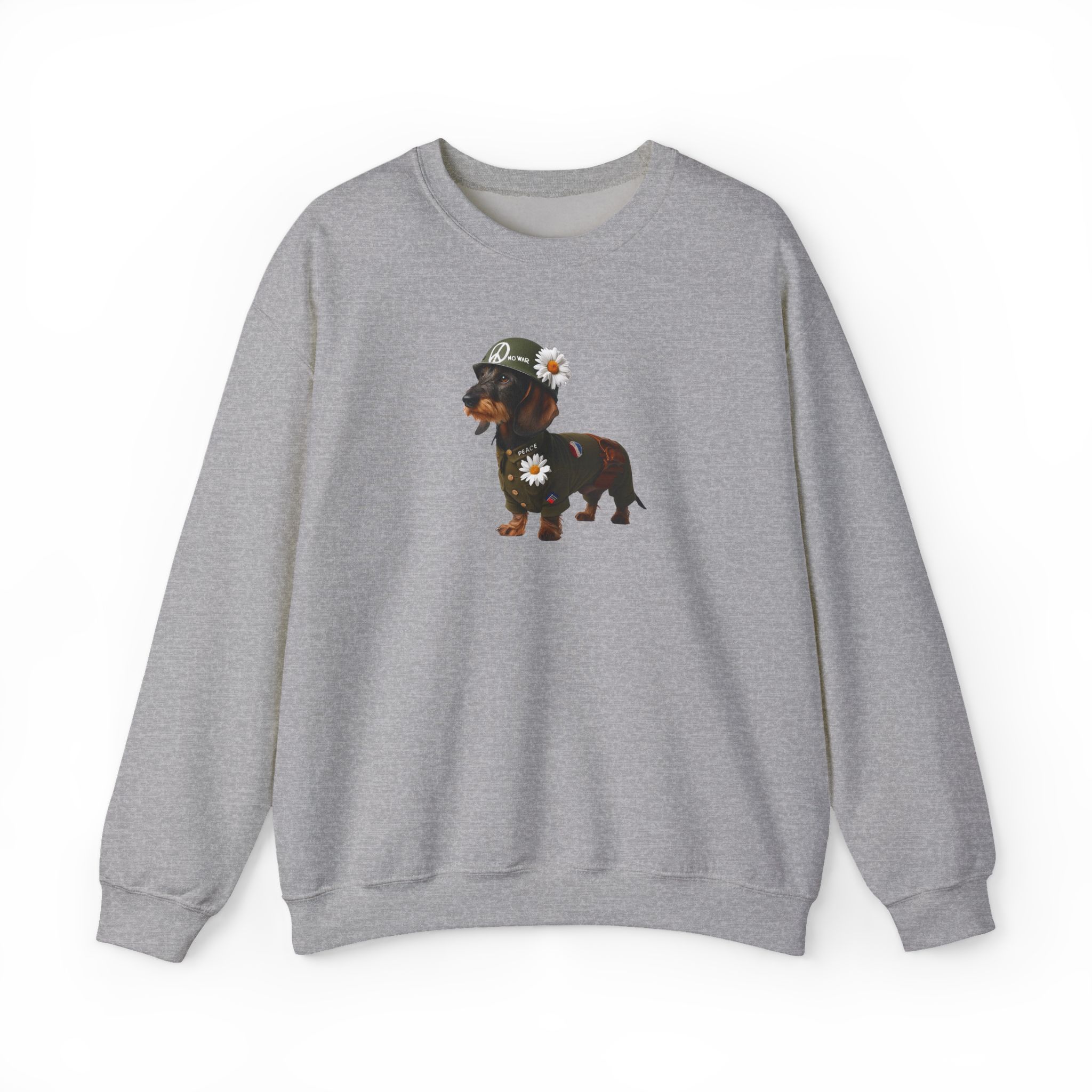 Dog sweatshirt dachshund graphic sweater Peace & Love Retro sweatshirt clothing gift for her pet lover outfit dog apparel puppy print