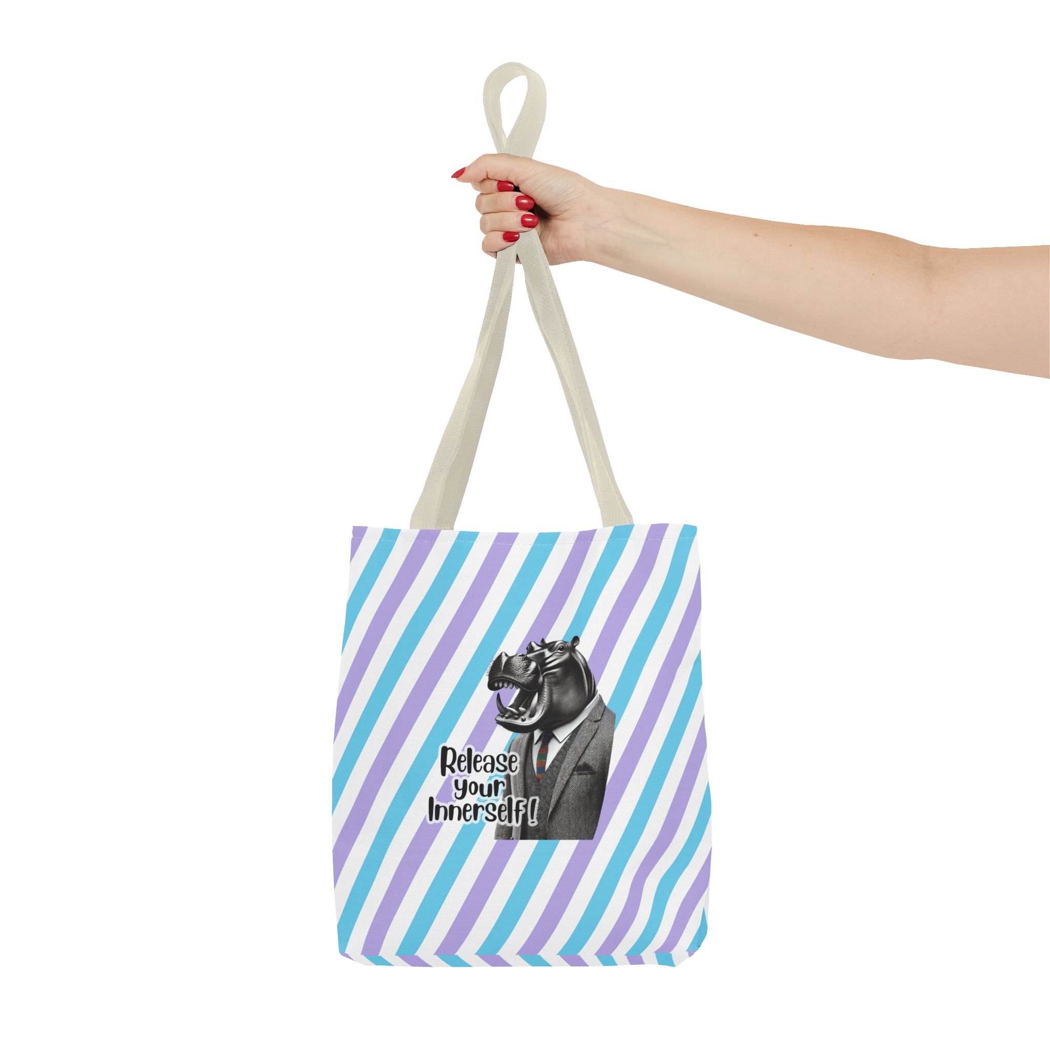 Canvas tote bag motivational vintage bag hippopotamus design funny tote bag for self confidence cute tote bag - Image 20