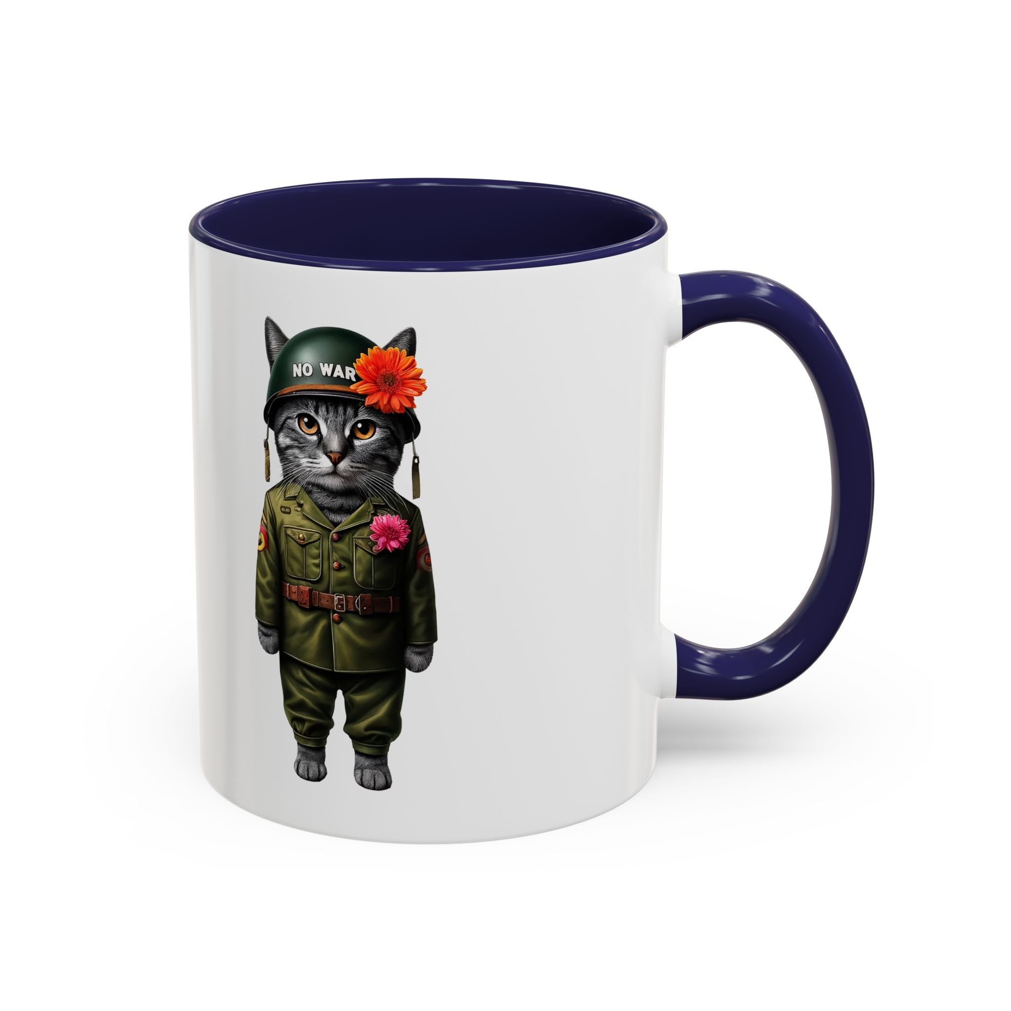 Coffee Mug Peace & Love funny cup tea cat lover office mug unique boho accessory pet gift for her kitten design - Image 5