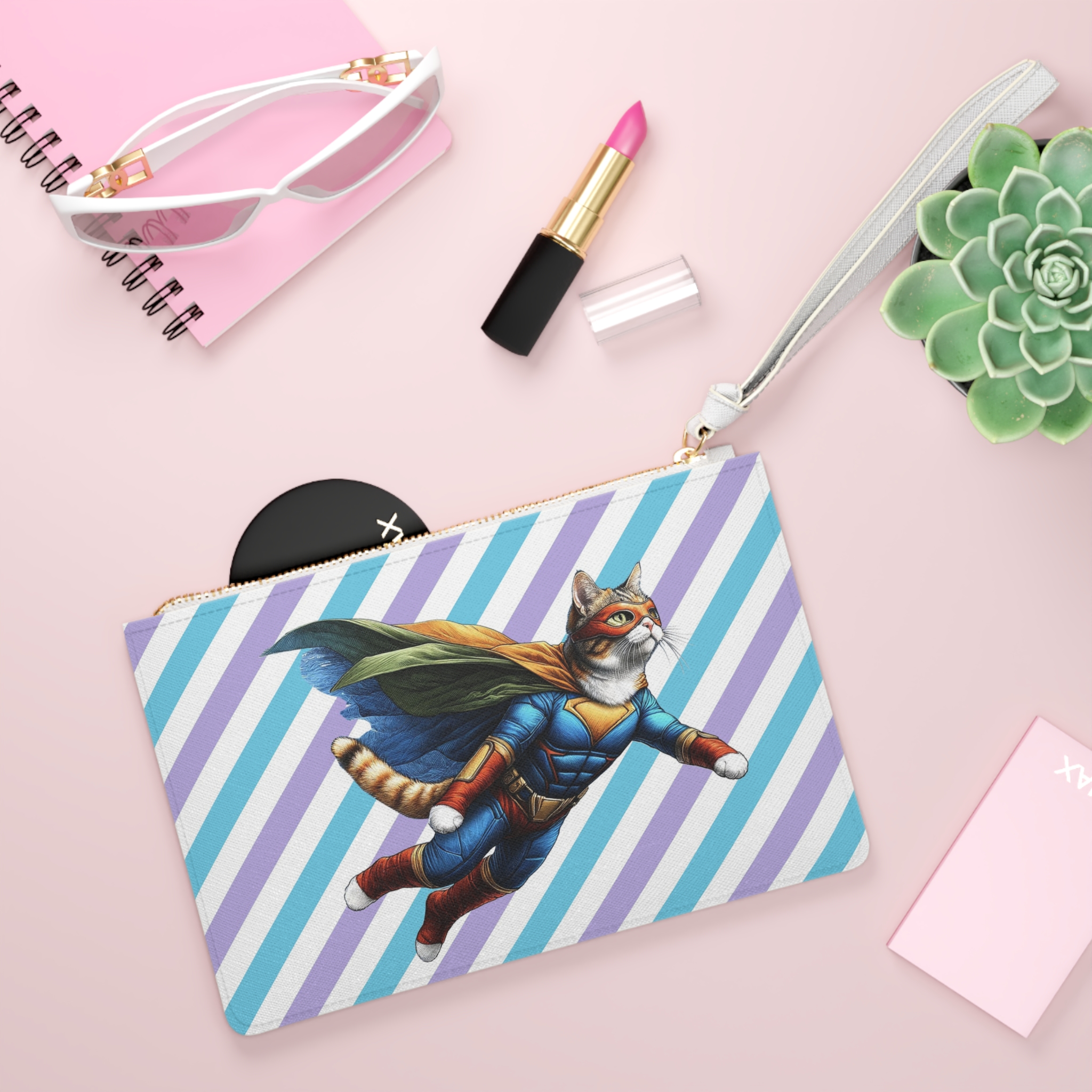 Cat clutch bag superhero evening bag funny purse fantasy design kitten lover cool cat purse – Image 2