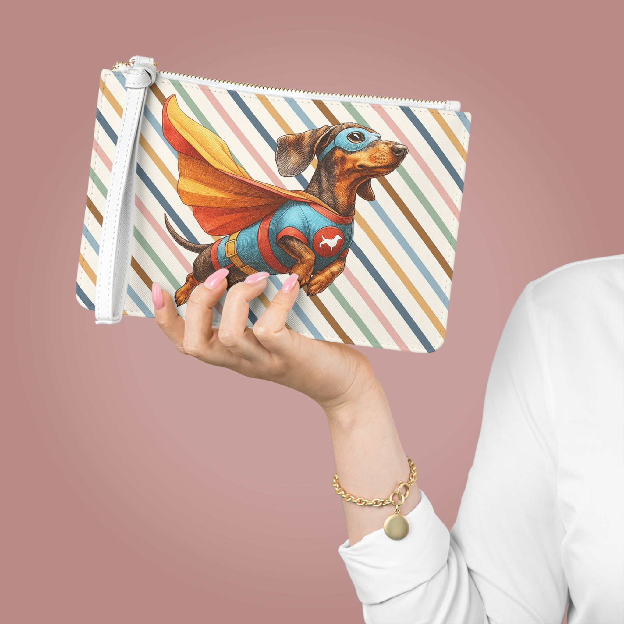 Funny clutch bag Superhero evening bag dachshund super hero purse fantasy gift dog purse