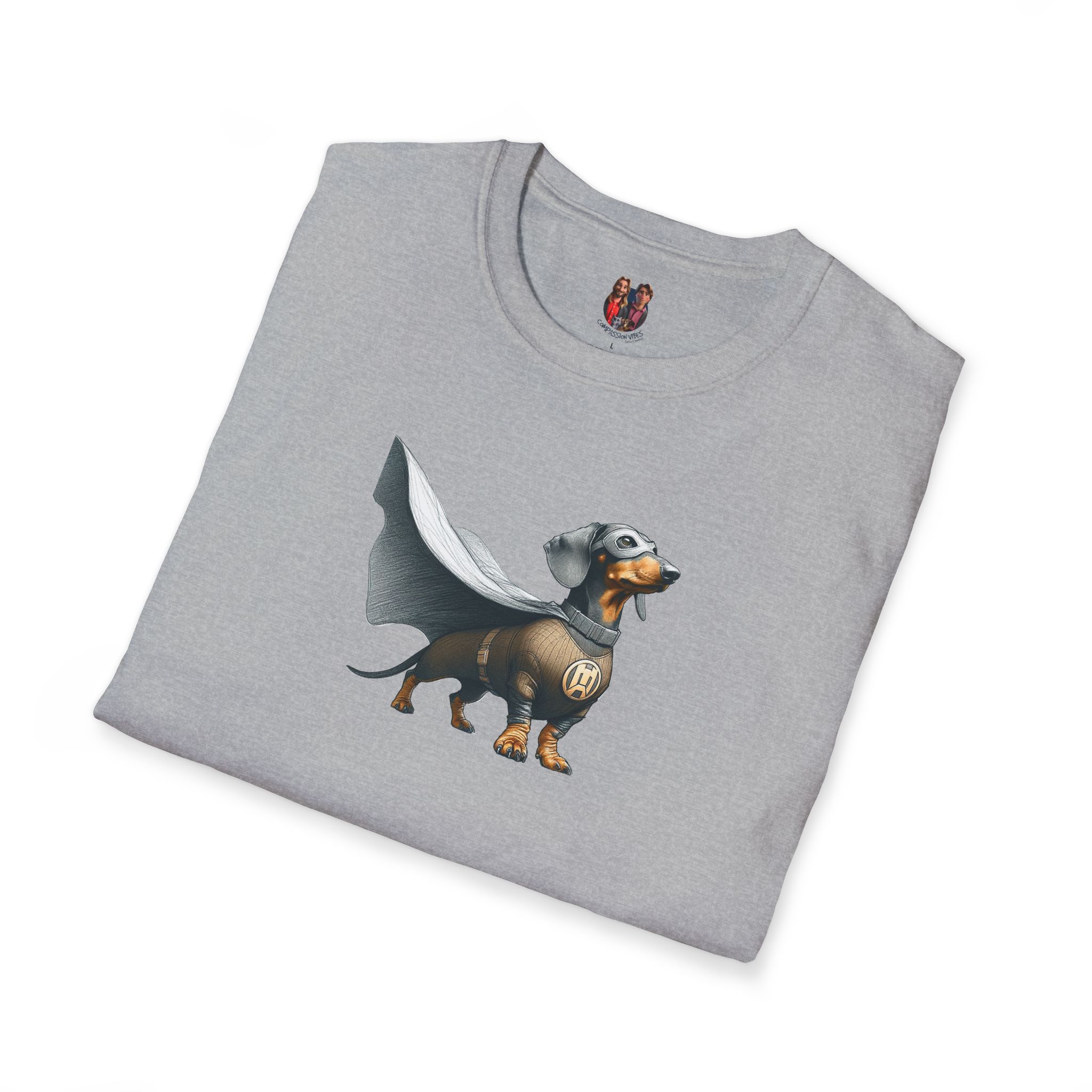 Super Dog Tee Shirt - Hero Dachshund Illustration - Comic Style Dog Graphic Tee