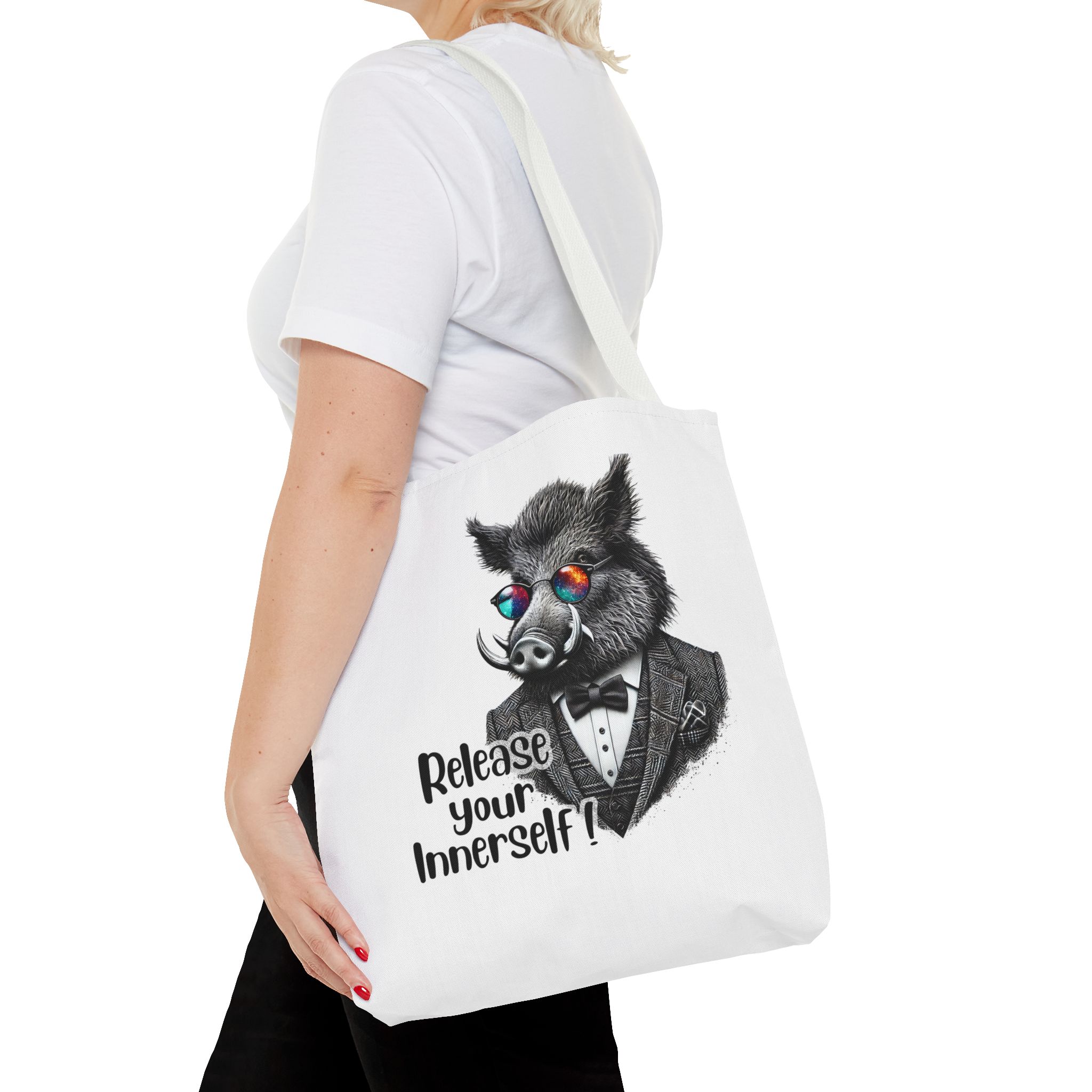 Canvas tote bag Motivational shoulder bag boar cute tote bag funny shoulder bag self confidence cool vintage bag – Image 16