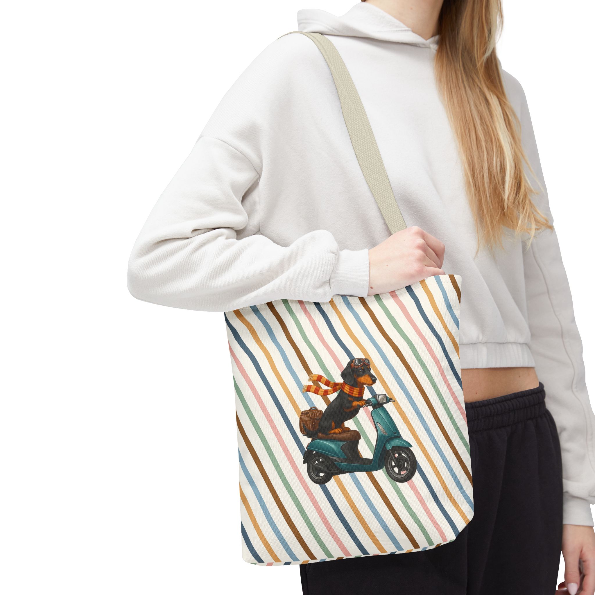 Dachshund canvas tote bag scooter funny shoulder bag dog cute tote bag cool gift for her pet lover purse puppy print cool handbag - Image 20