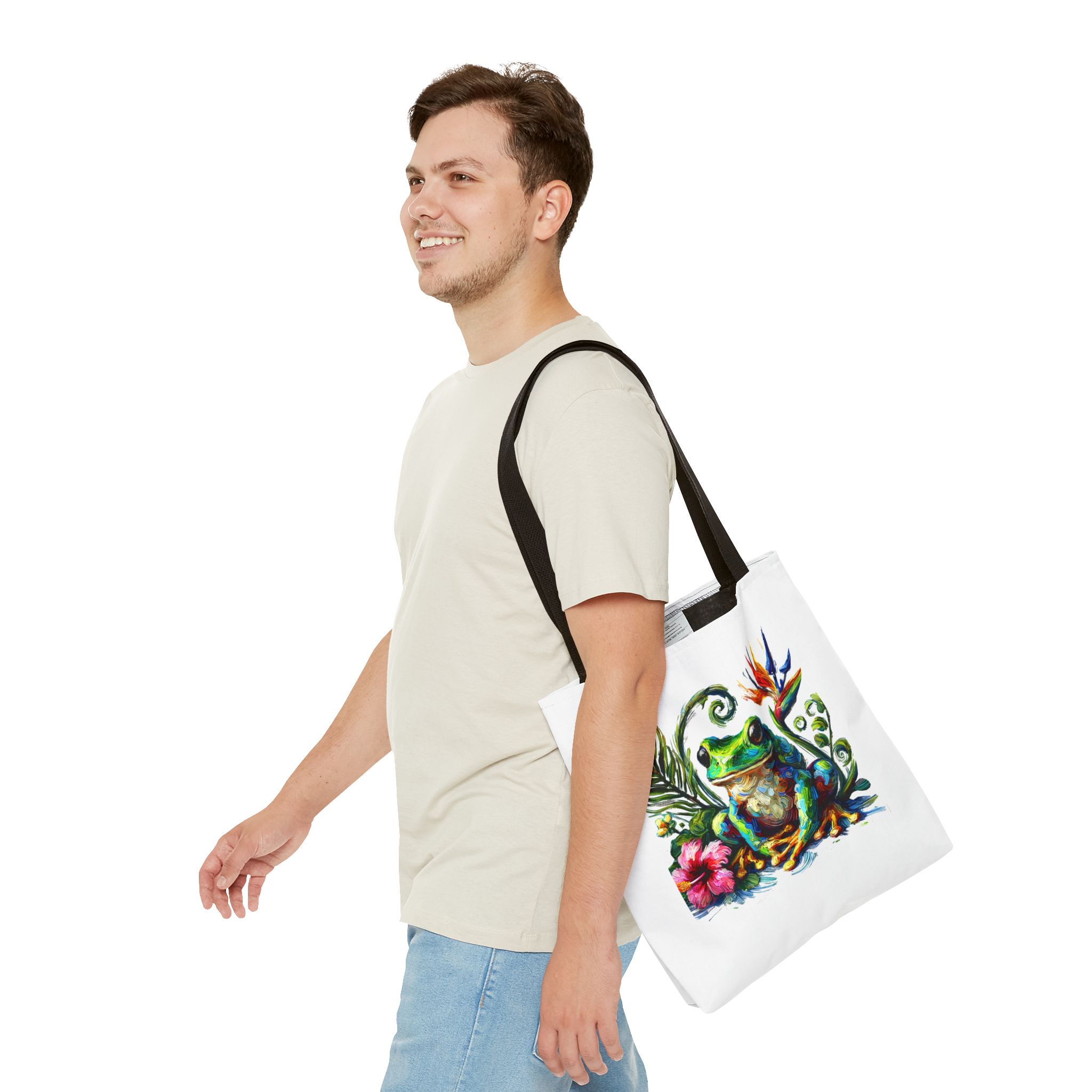 Canvas Tote bag jungle nature Bag boho clothing gift frog tropical visuals purse Handbag cool shoulder bag retro – Image 4