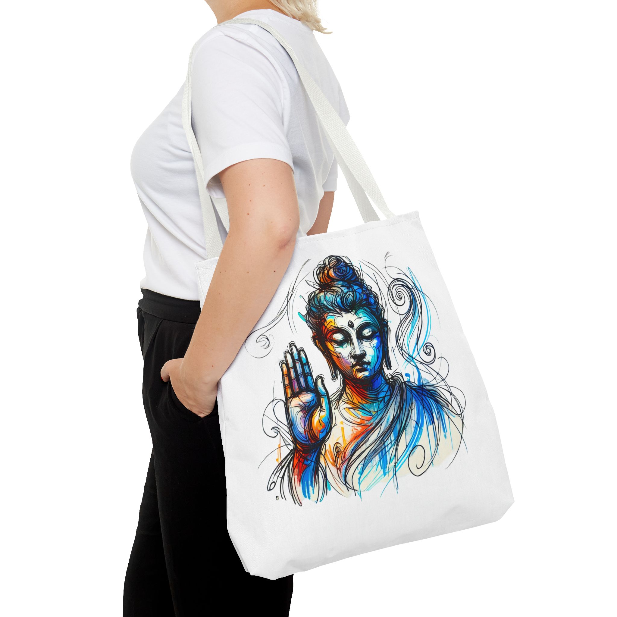 Canvas tote bag yoga bag vintage buddha shoulder bag Meditation handbag buddhism mindfulness - Image 18