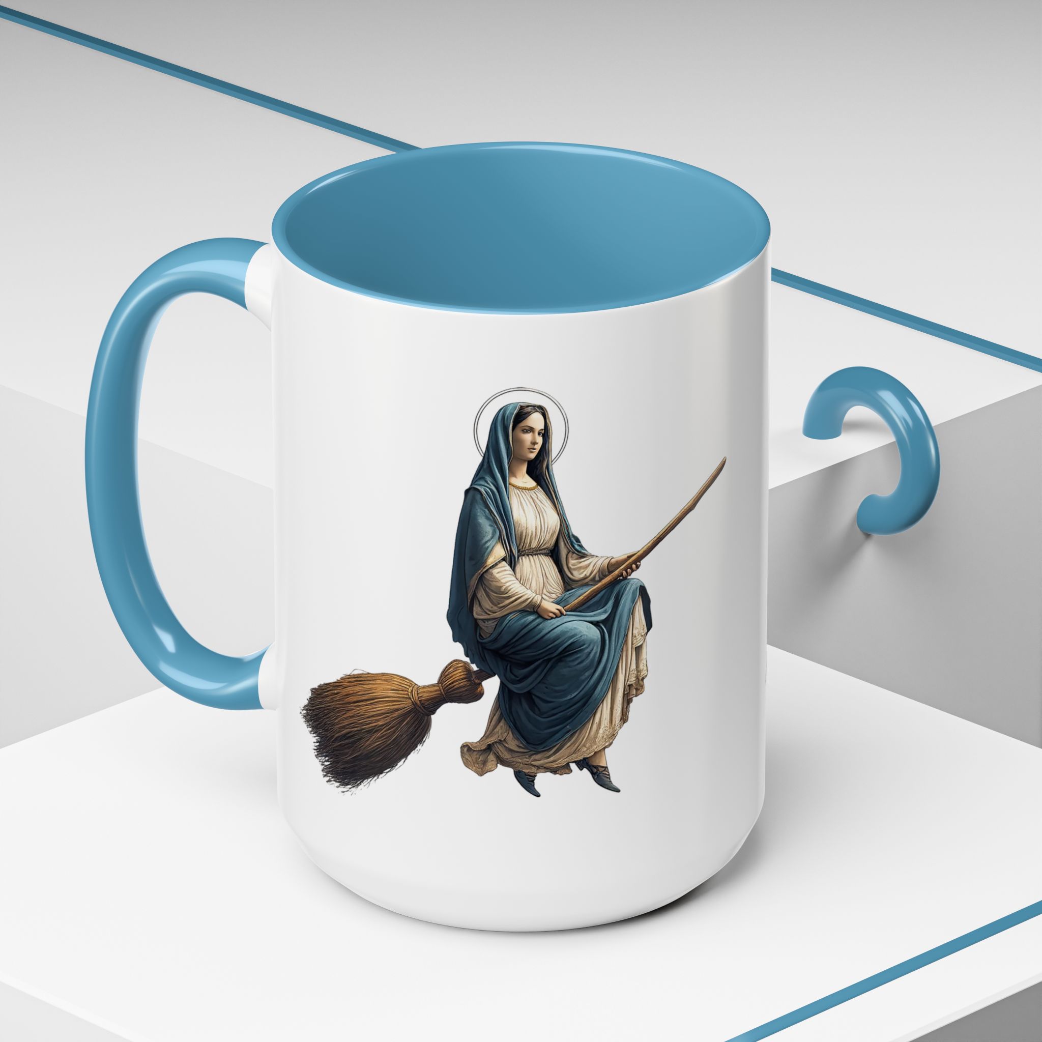 Funny Mug coffee lover gift for her Virgin Mary witch broom Sarcastic mug office accessory tea cup religious design unique - Image 40