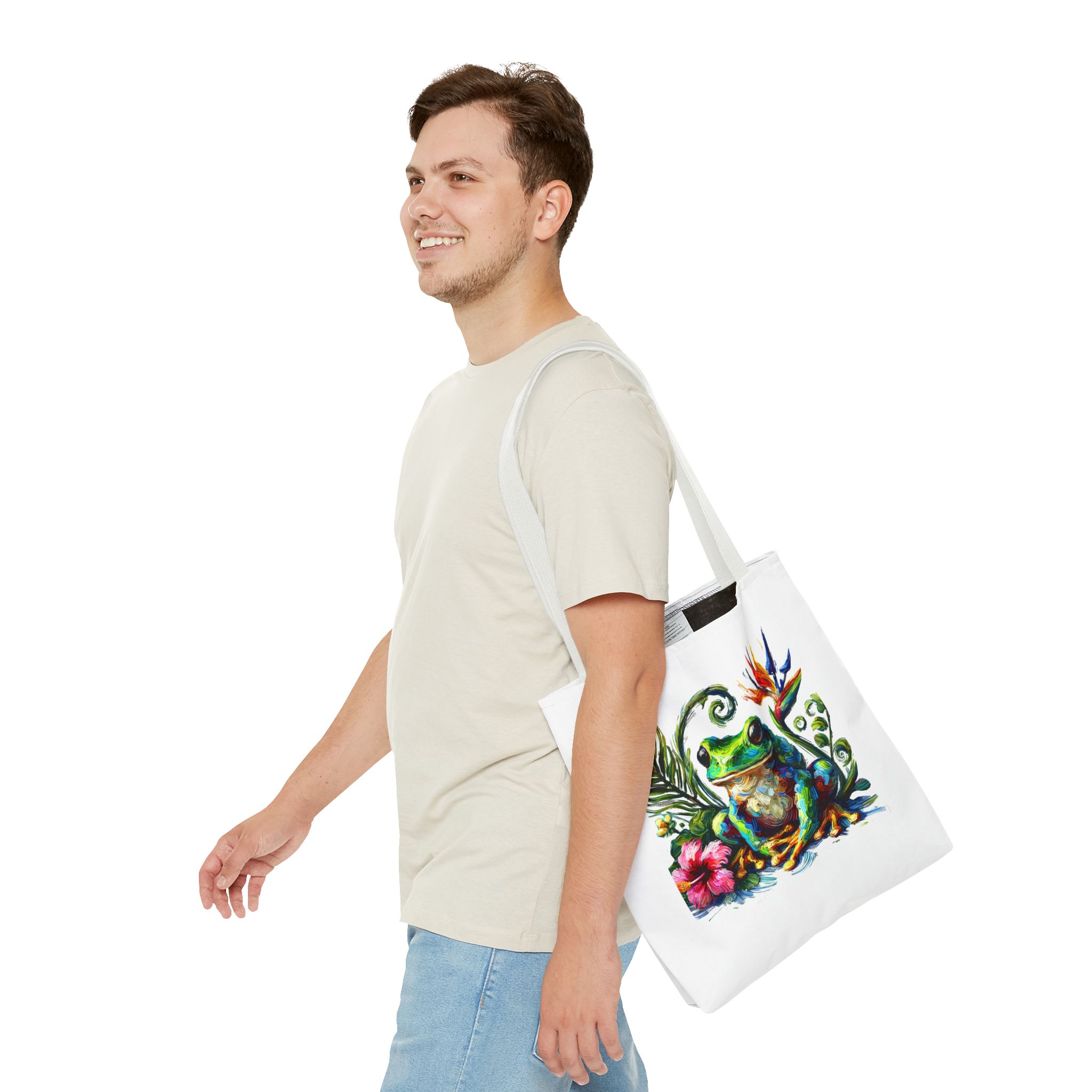 Canvas Tote bag jungle nature Bag boho clothing gift frog tropical visuals purse Handbag cool shoulder bag retro – Image 16