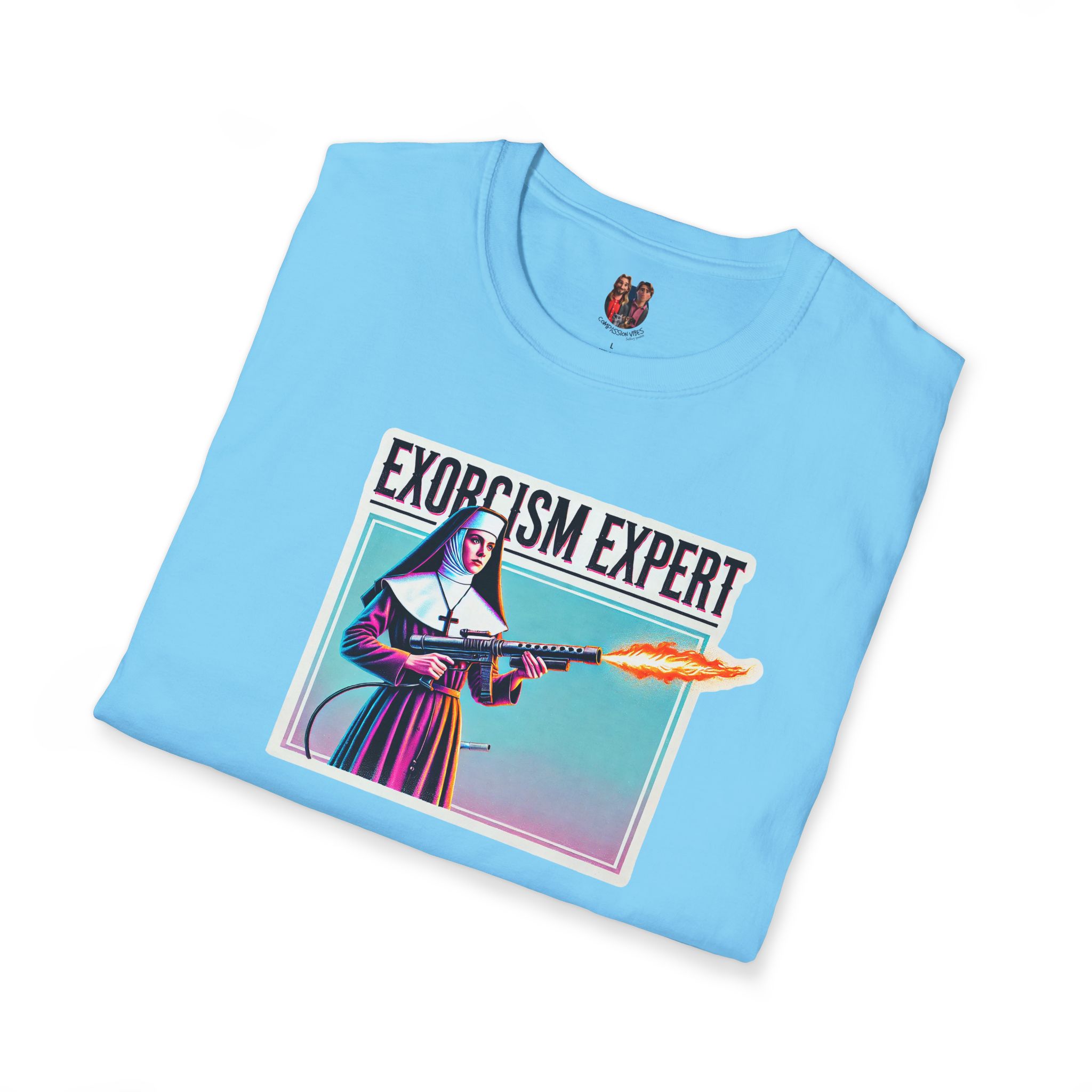 Funny Nun Exorcism tshirt - Ironic Catholic Graphic - Humorous Vintage Faith Tee - Image 22