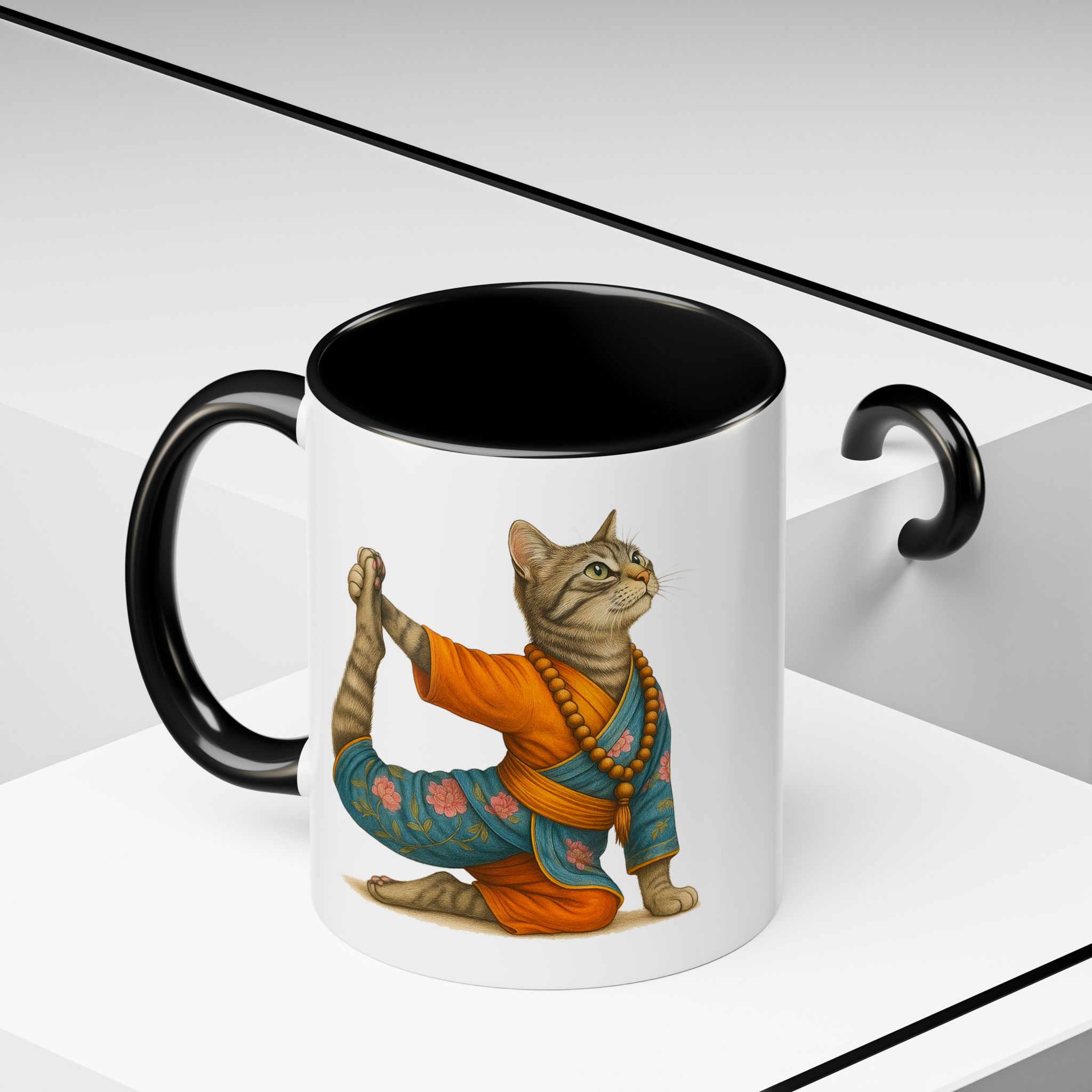Tea mug Cat lover coffee cup cool gift for her office Mug yoga accessory kitten meditation pet mindfulness print - Image 4
