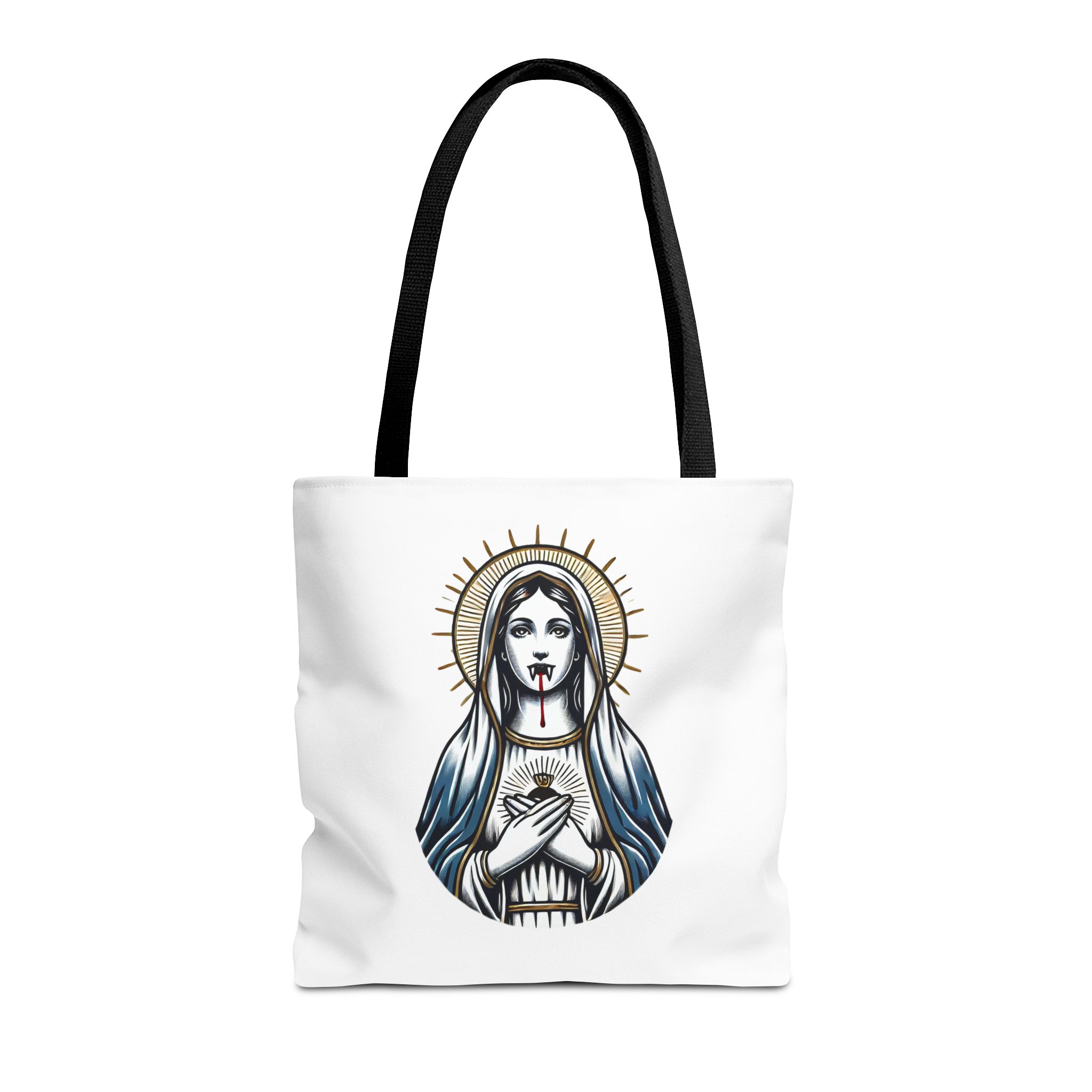 Ironic tote bag vampire Funny Bag virgin mary Canvas Tote bag religious sarcastic clothing gift satirical print cool Handbag purse bag – Image 3