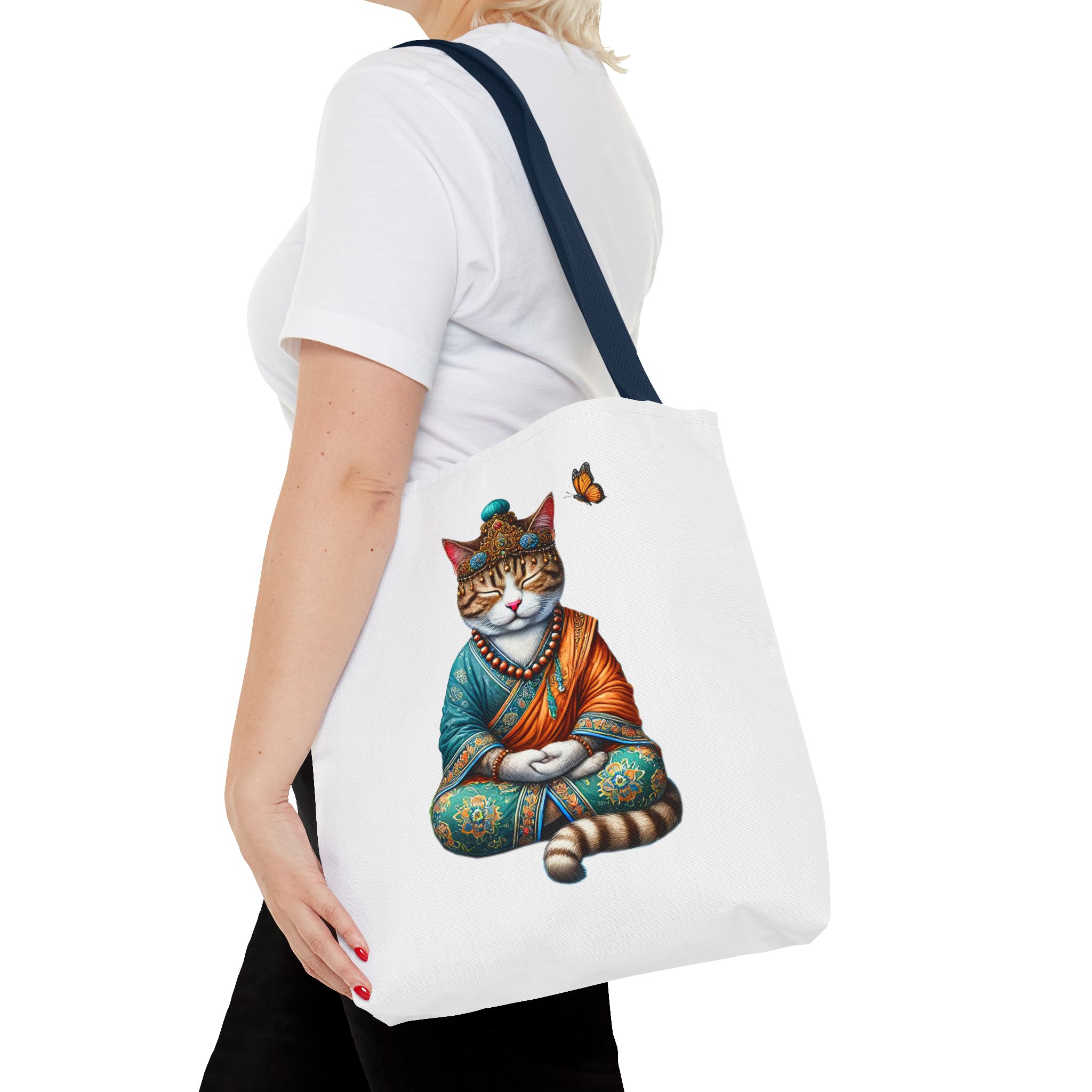 Canvas Tote bag Cat meditation handbag yoga bag vintage buddha mindfulness purse - Image 28