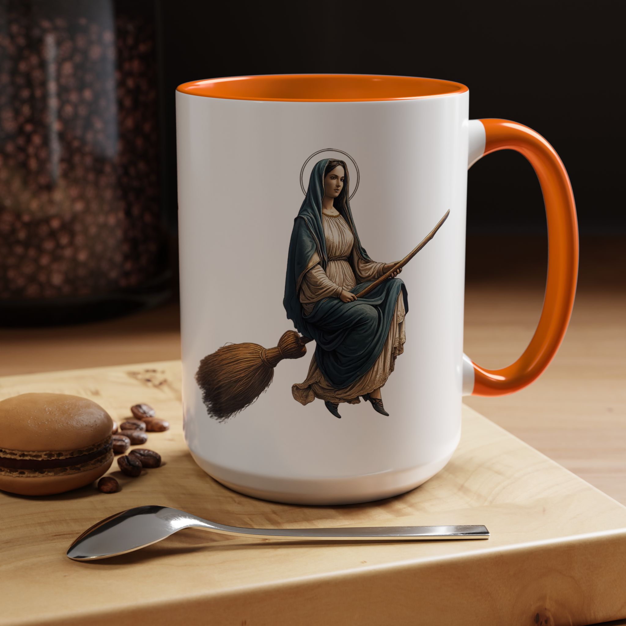 Funny Mug coffee lover gift for her Virgin Mary witch broom Sarcastic mug office accessory tea cup religious design unique - Image 55