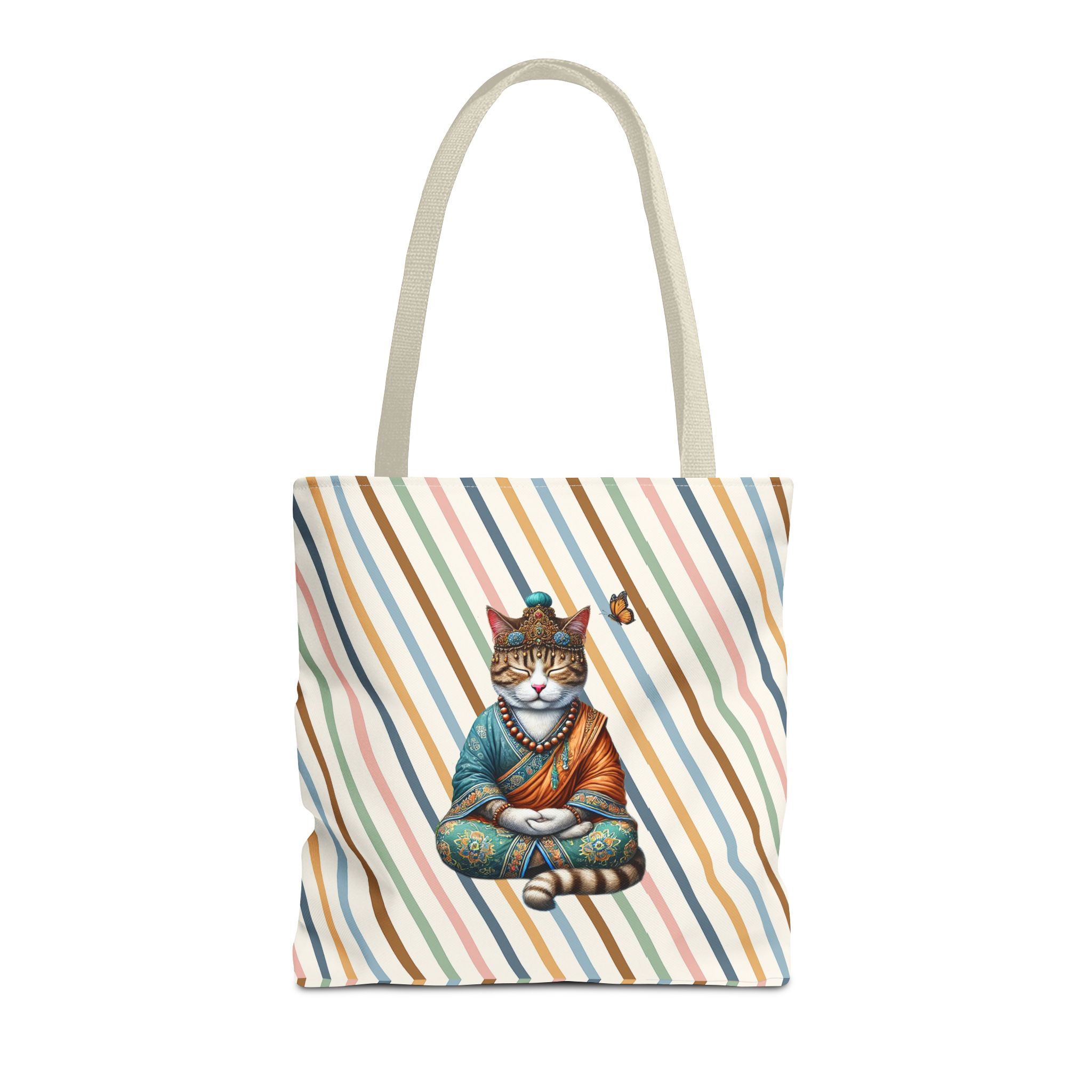 Canvas Tote bag Cat meditation handbag yoga bag vintage buddha mindfulness purse – Image 21