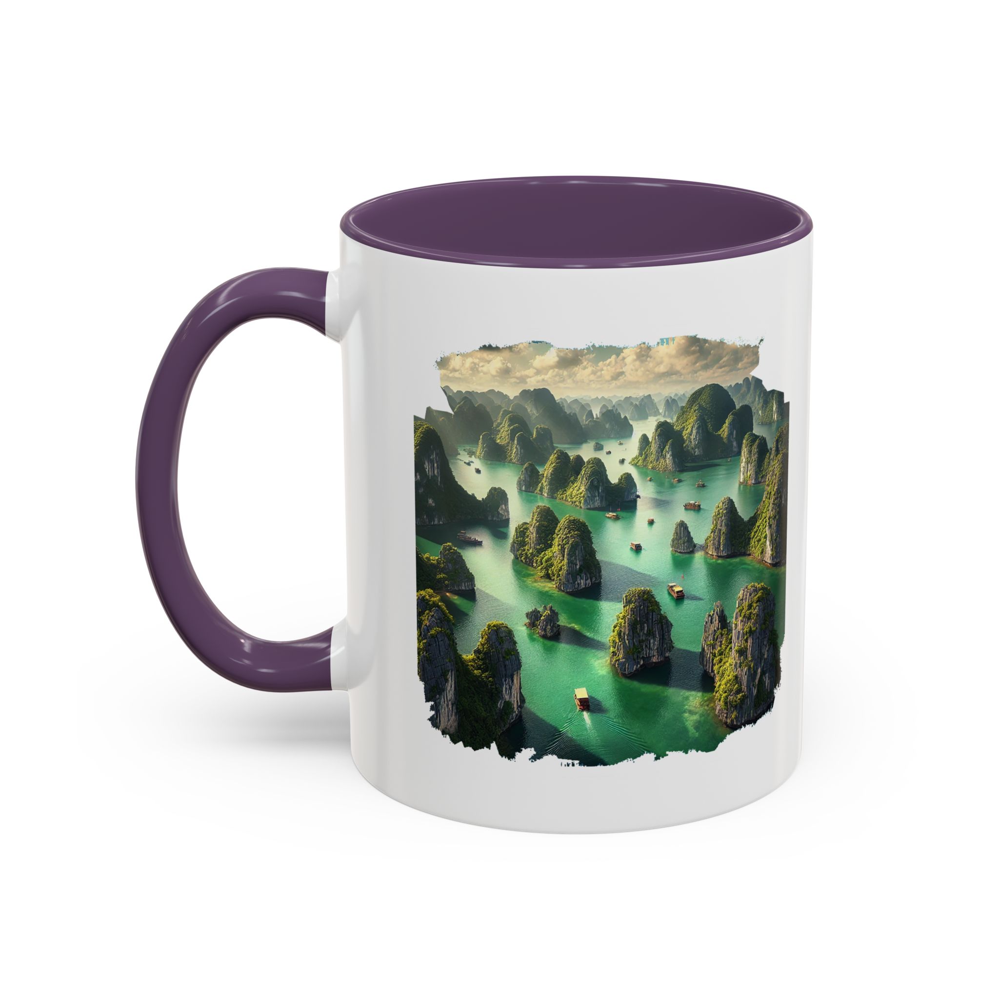 Mug boho paysage vietnam boho office mug ha long bay print nature cool gift coffee lover tea accessory unique cup