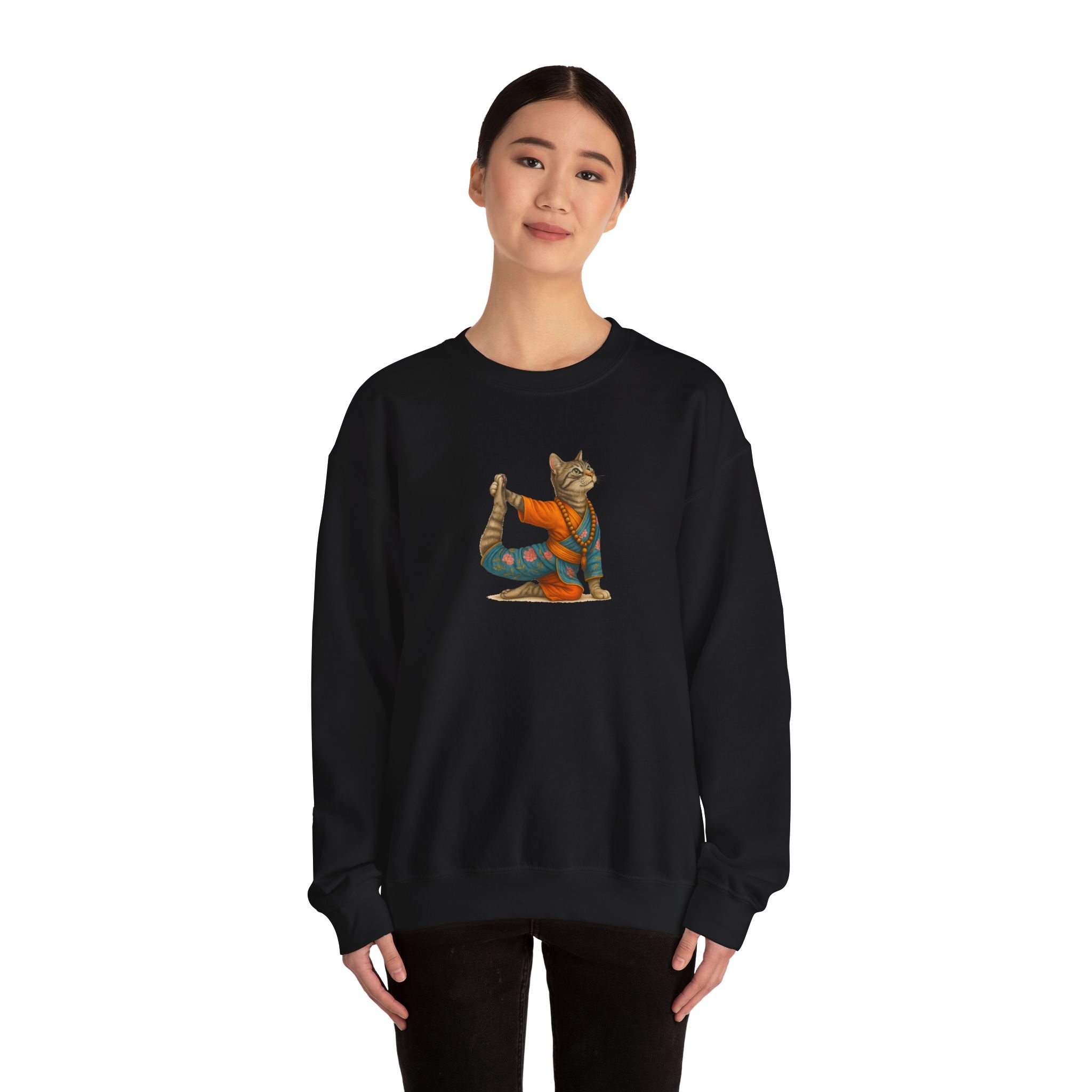 Cat Graphic sweater yoga pullover Kitten meditation vintage sweatshirt mindfulness clothing funny sweatshirt - Image 5