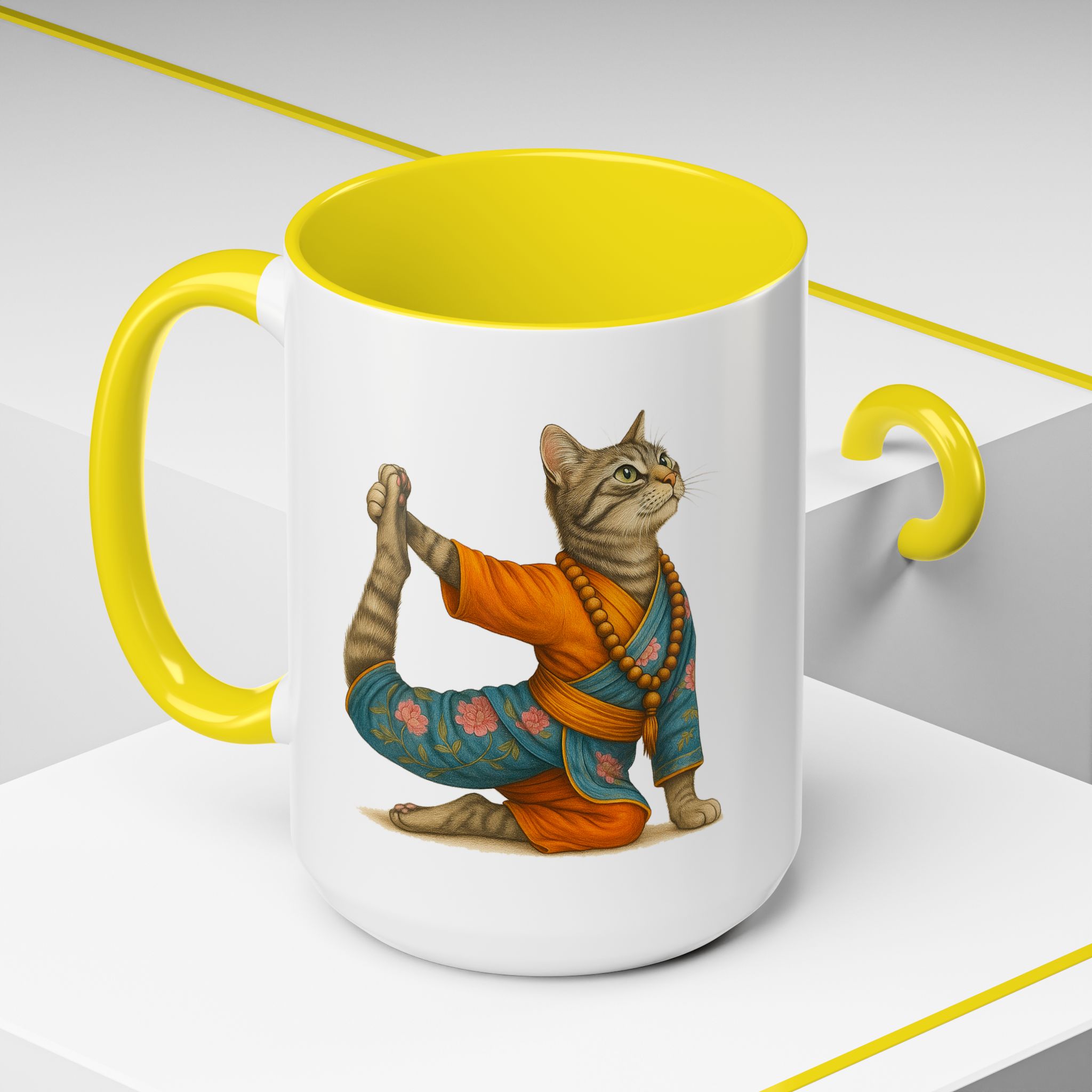 Tea mug Cat lover coffee cup cool gift for her office Mug yoga accessory kitten meditation pet mindfulness print - Image 64
