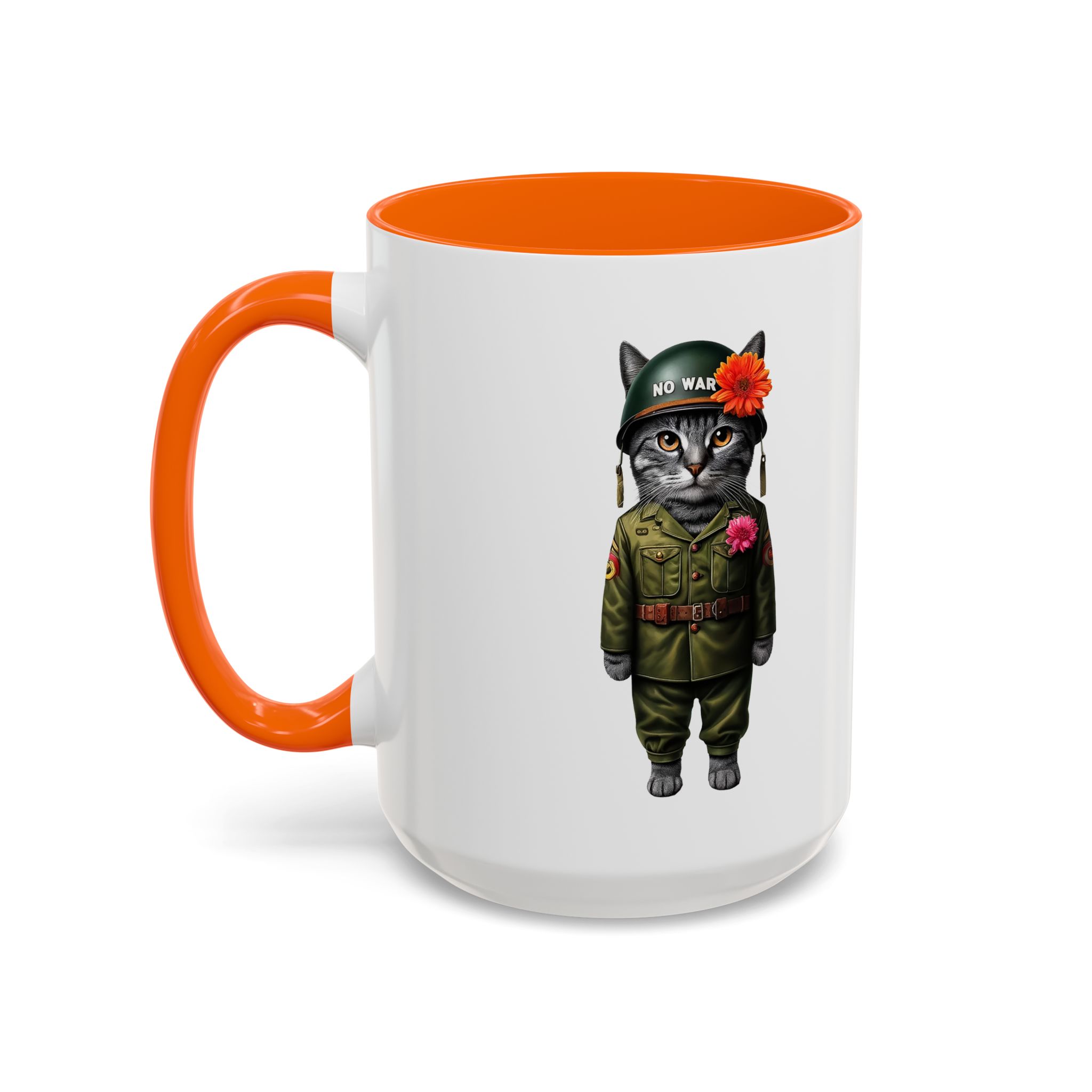 Coffee Mug Peace & Love funny cup tea cat lover office mug unique boho accessory pet gift for her kitten design - Image 54