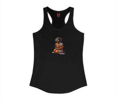 Black Tank Top with Dog Illustration