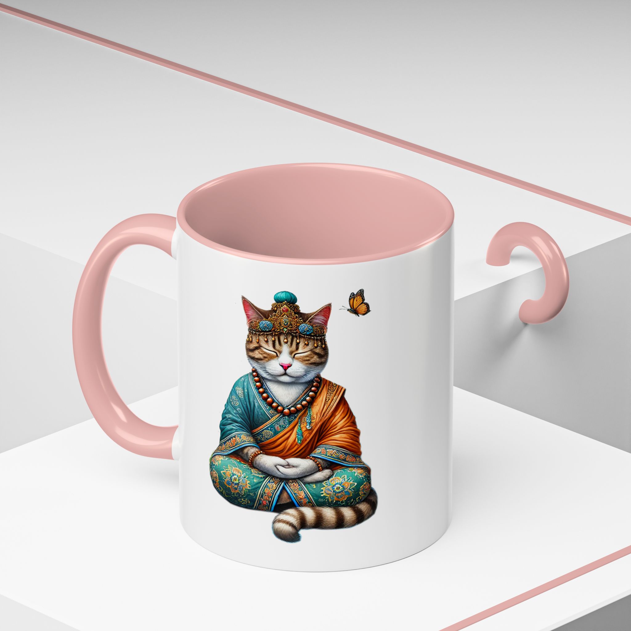 Coffee Mug meditation unique Mug cat lover tea cup yoga gift for her mindfulness accessory pet design – Image 16