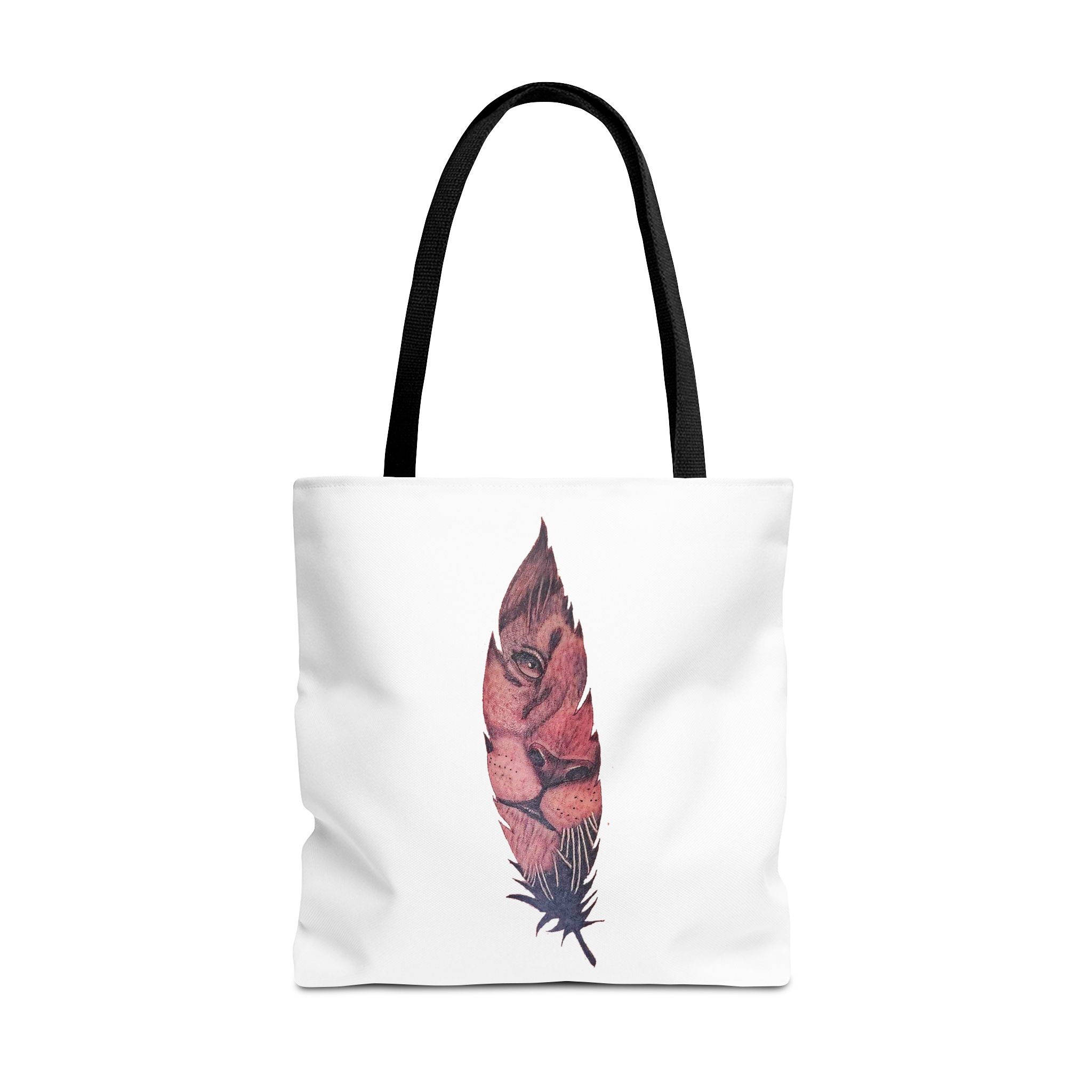 Canvas tote Surrealist Feather cute tote bag Art for the Bold Exclusive Dreamlike Drawing on Premium shoulder bag Lion – Image 5