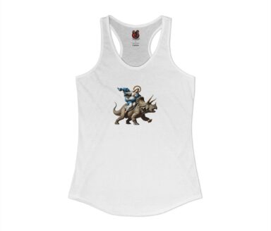 White Tank Top with Dinosaur Graphic
