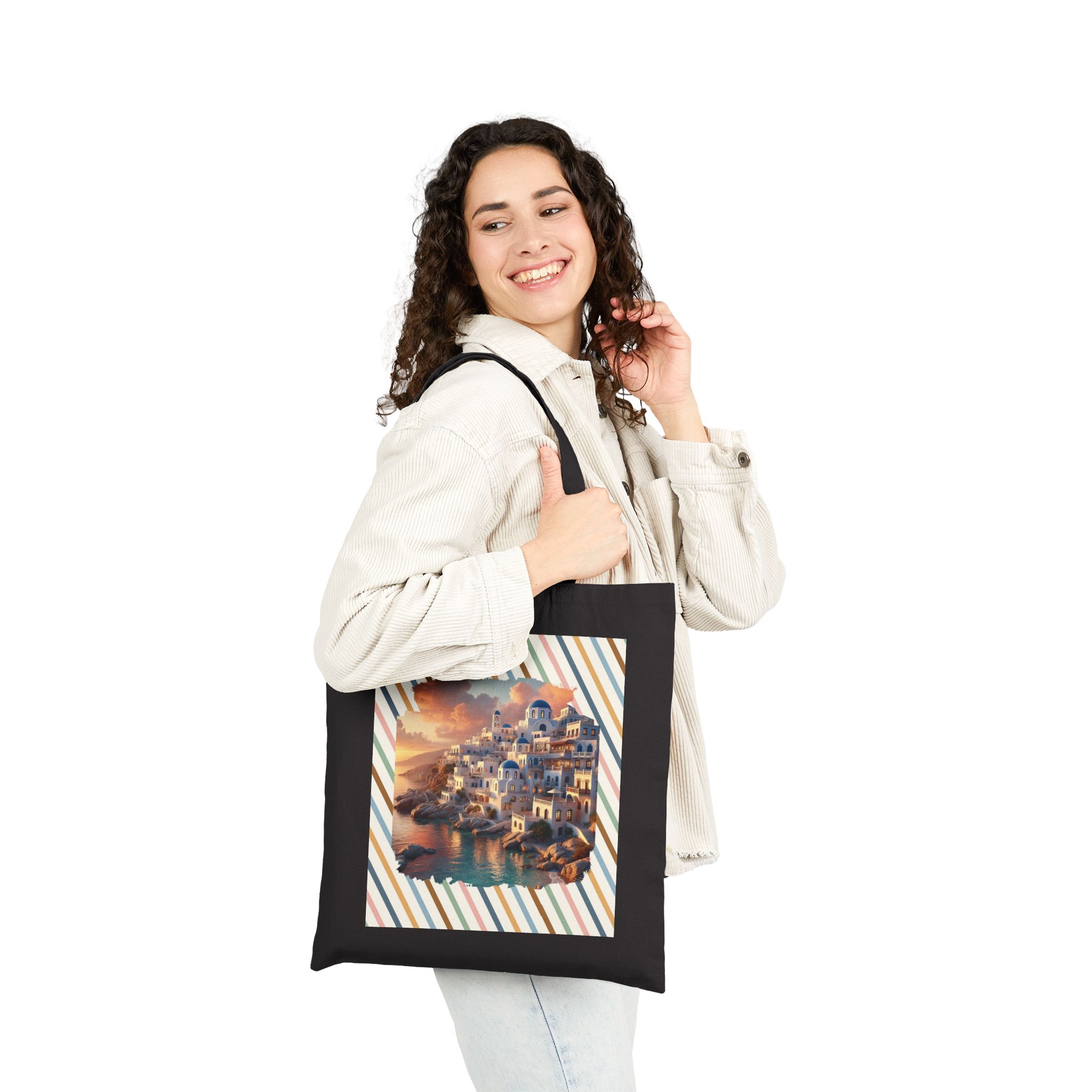 Landscape Tote bag Santorini caldera canvas tote bag nature print greece clothing gift vintage Handbag cool purse unique - Image 8