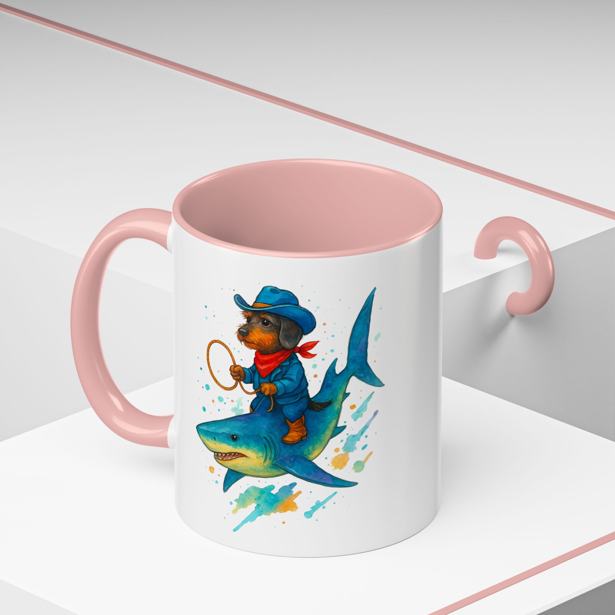 Funny Mug coffee lover Cowboy gift for him tea cup unique riding a shark mug office accessory shark design cowboy - Image 16