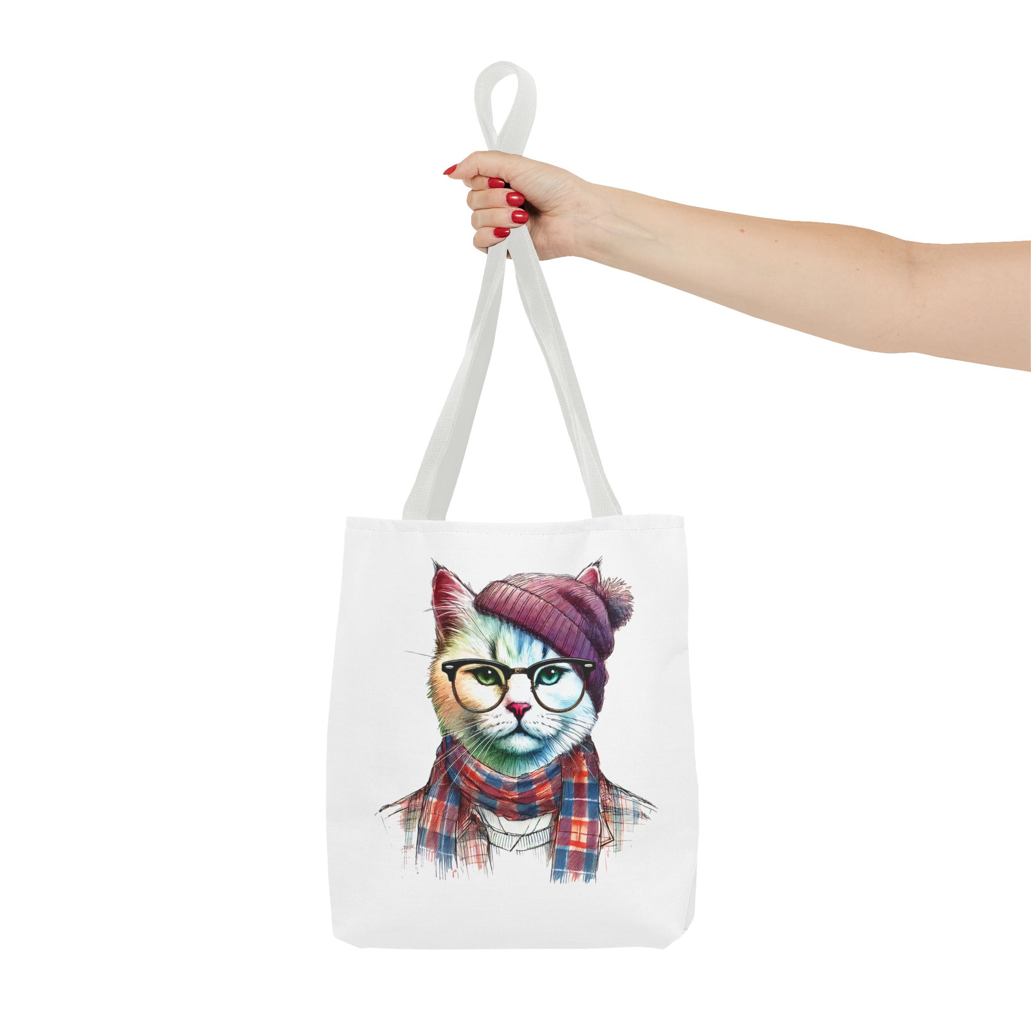 Cat hipster canvas tote bag pet lovers funny cute tote bag Hipster design handbag kitten design – Image 14