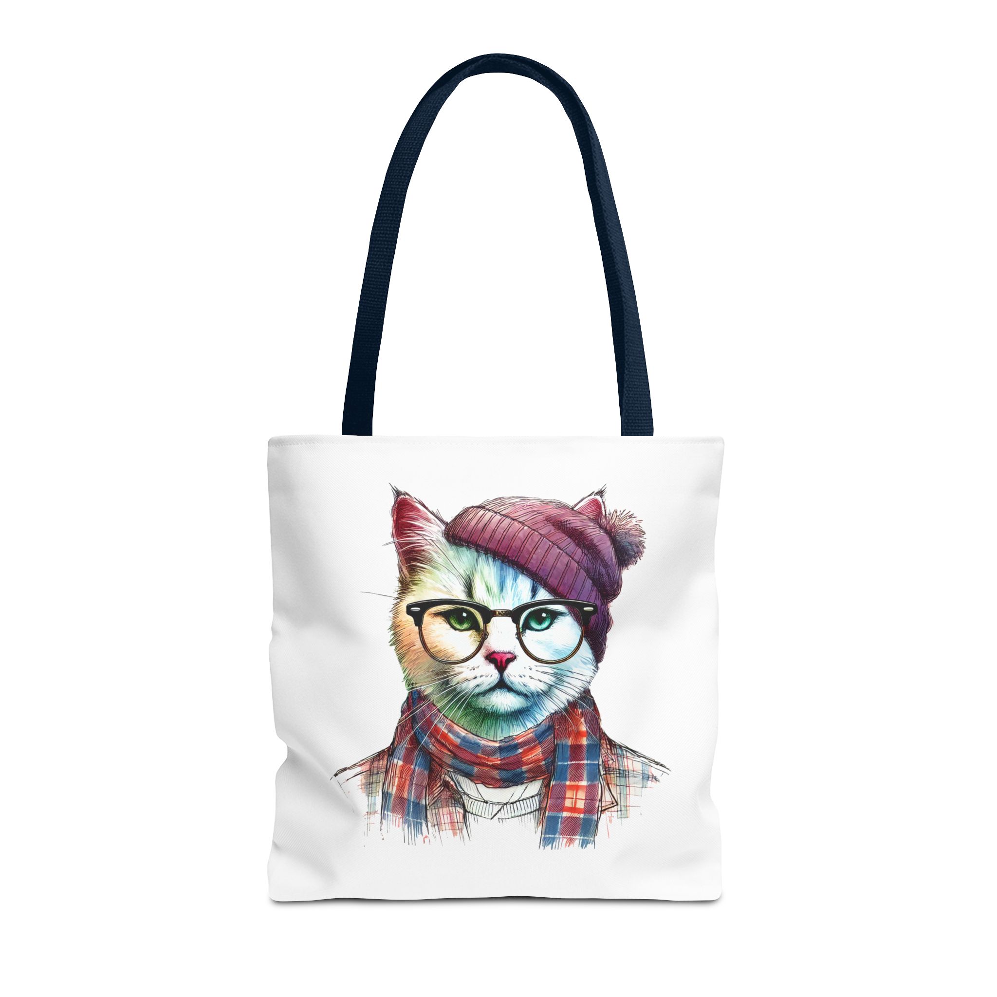 Cat hipster canvas tote bag pet lovers funny cute tote bag Hipster design handbag kitten design – Image 27