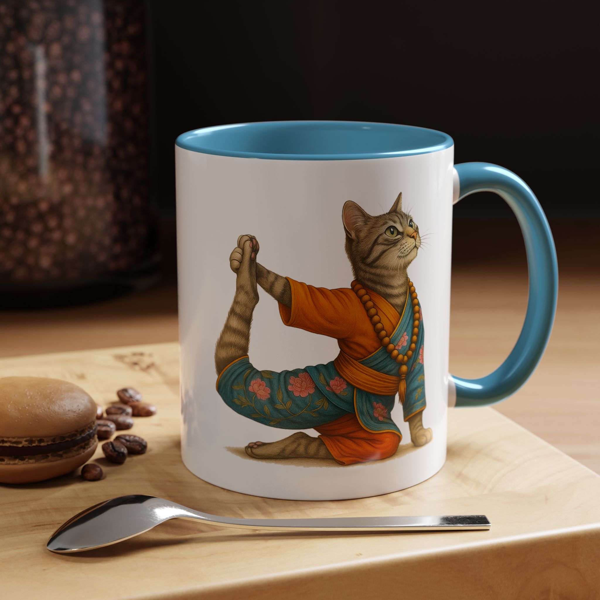 Tea mug Cat lover coffee cup cool gift for her office Mug yoga accessory kitten meditation pet mindfulness print - Image 35