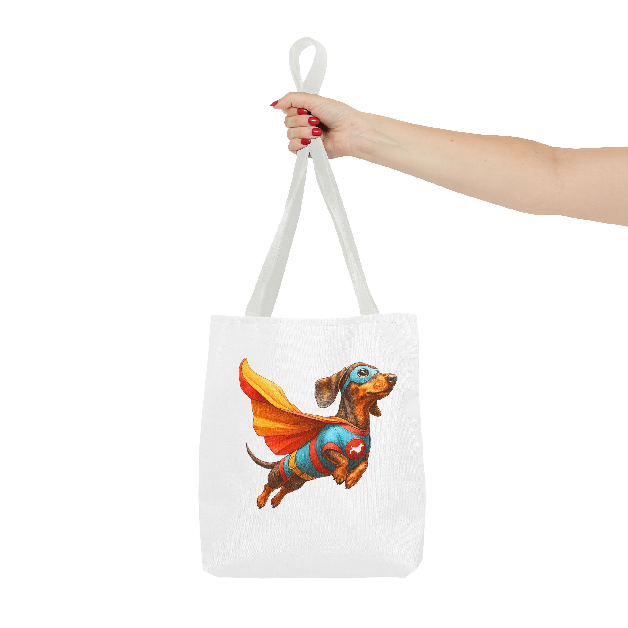 Funny canva tote bag Superhero cute tote bag dachshund super hero shoulder bag fantasy gift dog purse – Image 14