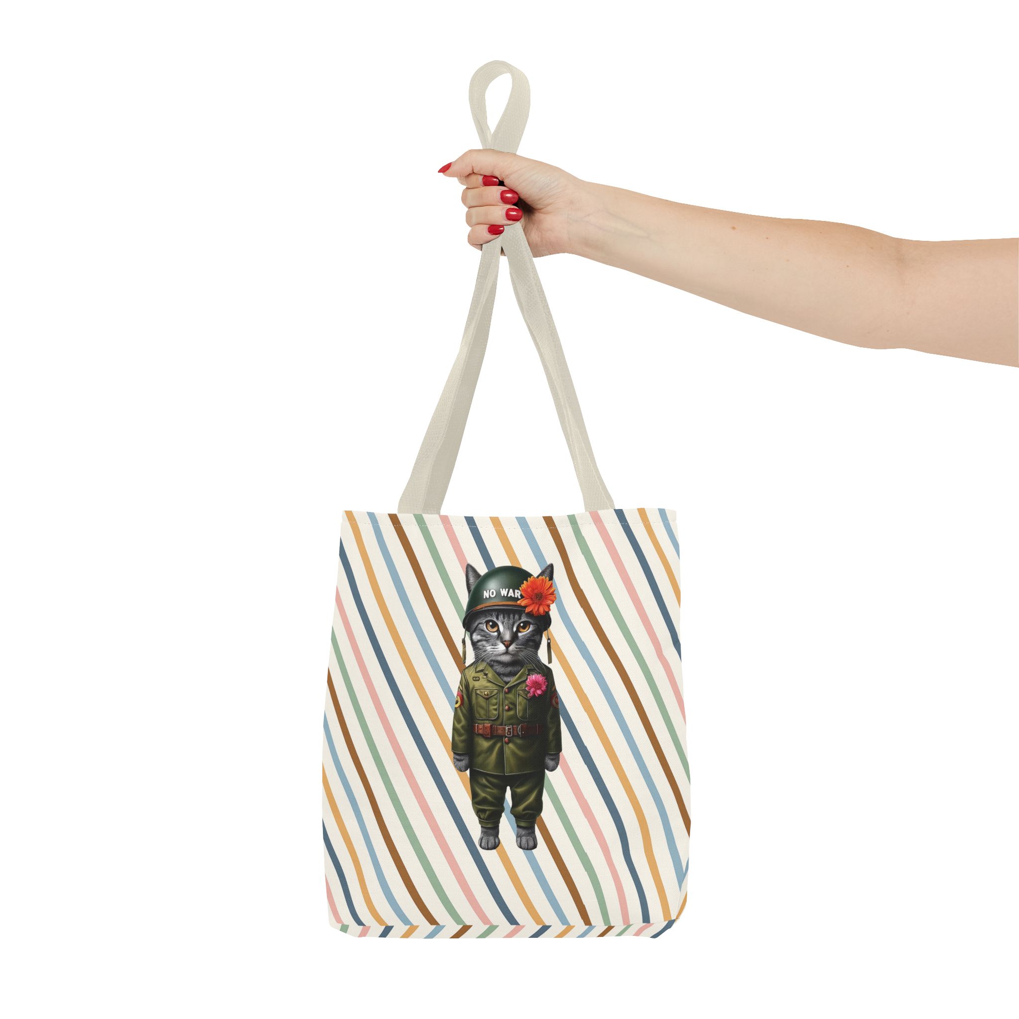 Funny Tote bag Cat Shoulder bag peace & love for peace pet lovers cute tote bag – Image 20