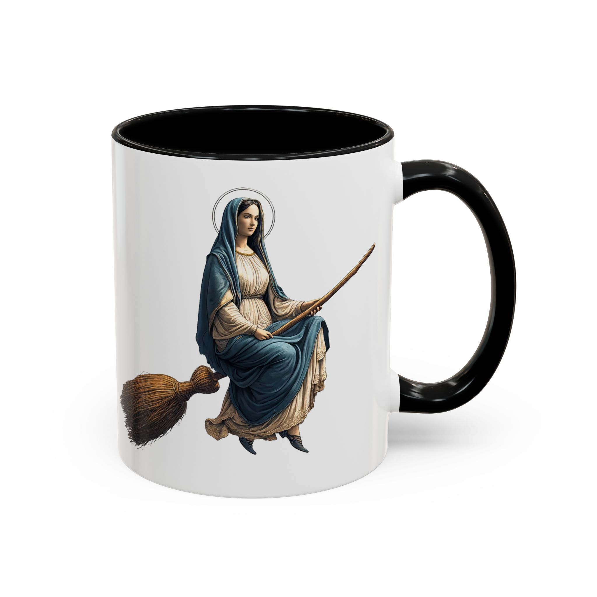 Funny Mug coffee lover gift for her Virgin Mary witch broom Sarcastic mug office accessory tea cup religious design unique - Image 5