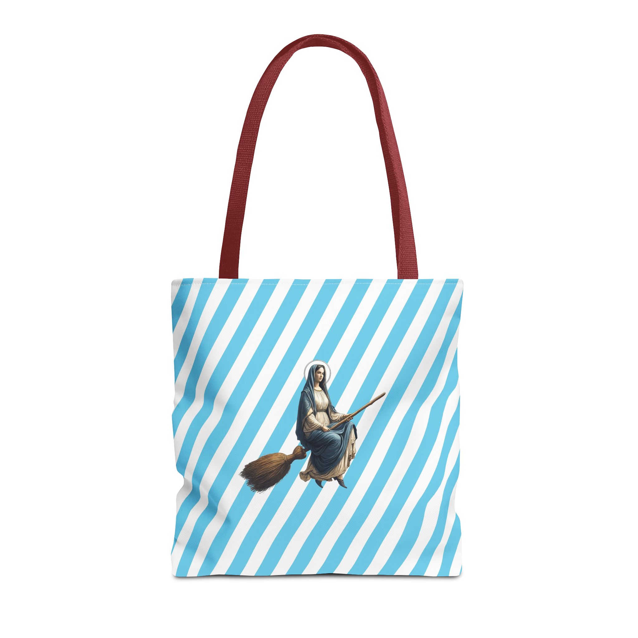 Satiric tote bag Virgin Mary witch broom cute tote bag religious shoulder bag sarcastic premium purse unusual - Image 9
