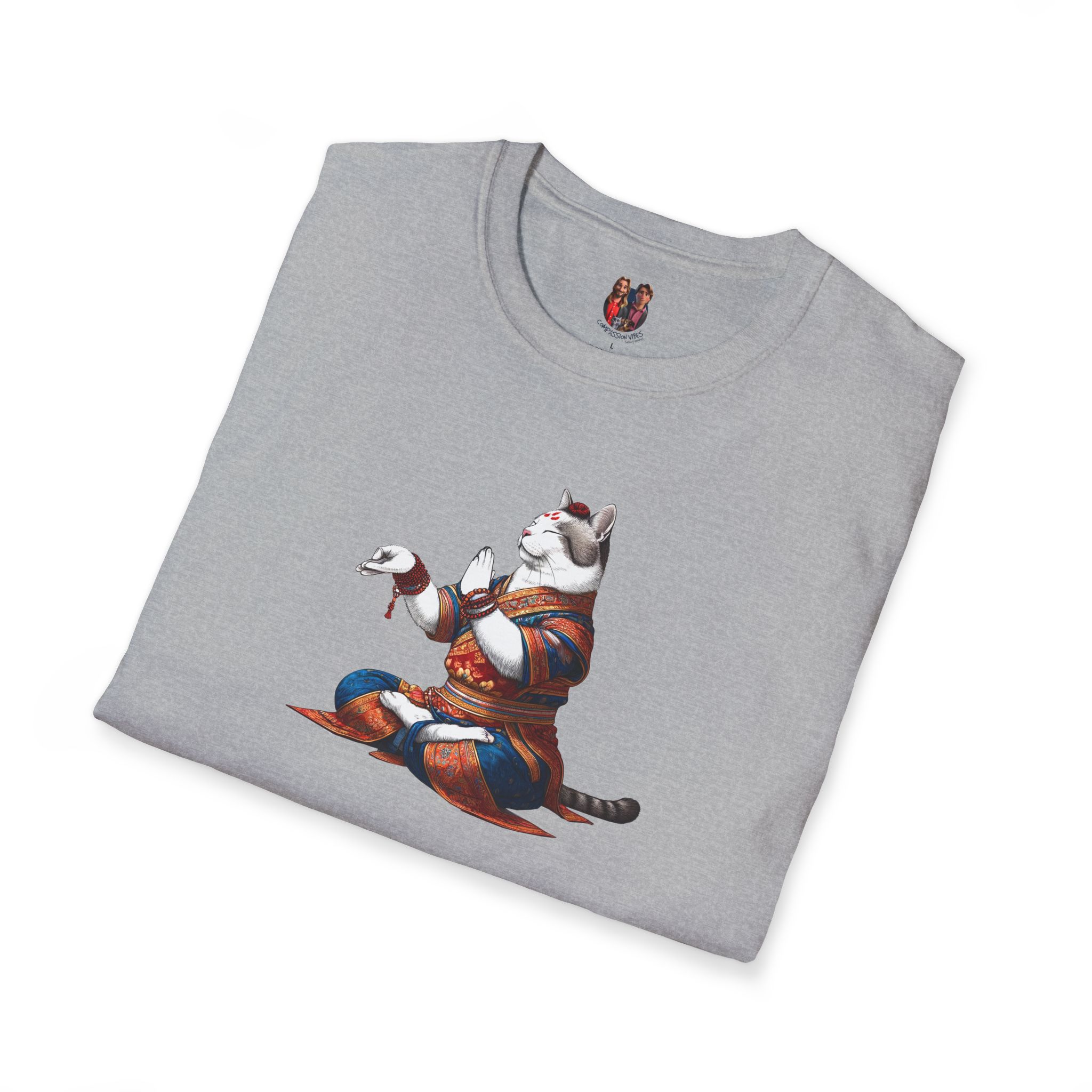 Funny tshirt Cat graphic Tee yoga cat vintage clothing meditation buddha mindfulness outfit - Image 9