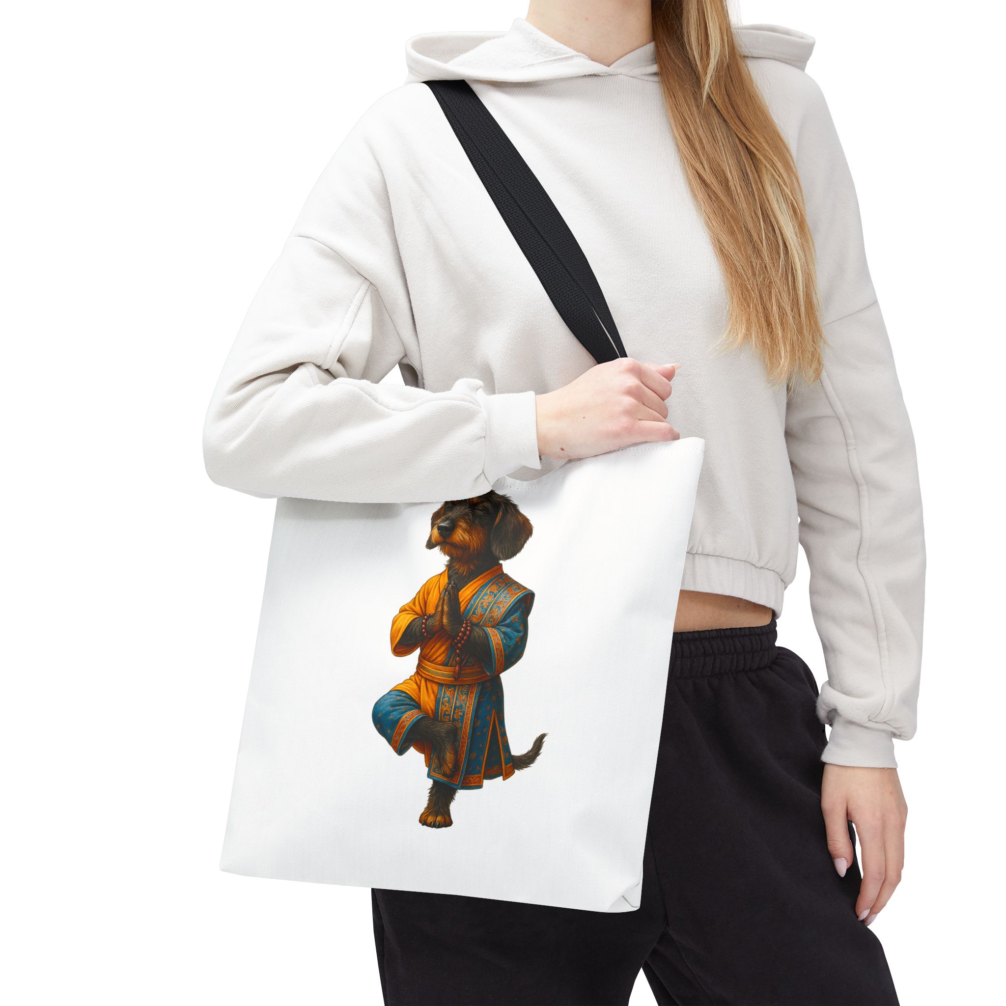 Funny canvas tote bag yoga cute tote bag dog yoga gift mindfulness shoulder bag puppy purse pet lover handbag - Imagen 4