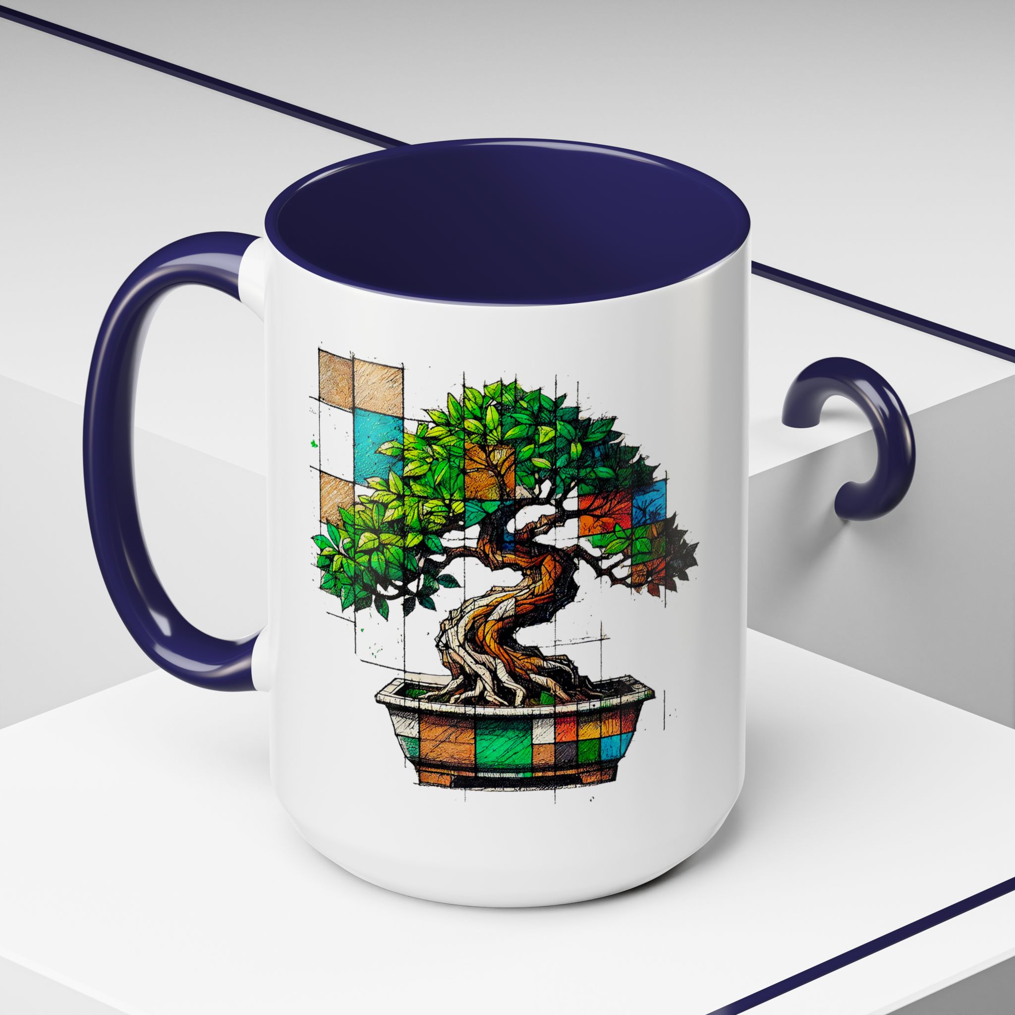 Bonsai mug zen nature style with original graphic pattern and cozy touch - Imagen 24