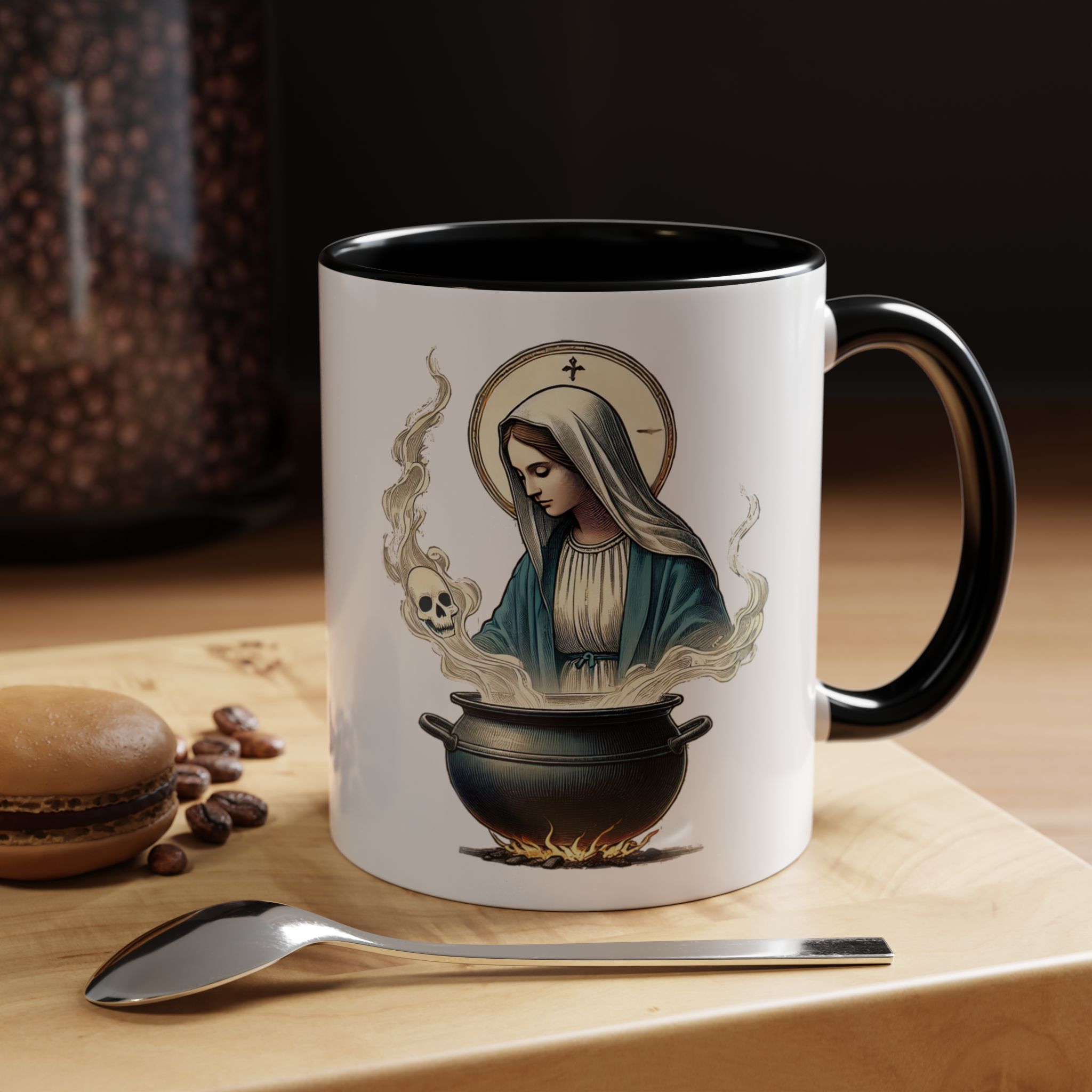 Coffee Mug funny virgin mary design sarcastic mug boho gift for her unique cup tea accessory cool design religious joke - Image 7