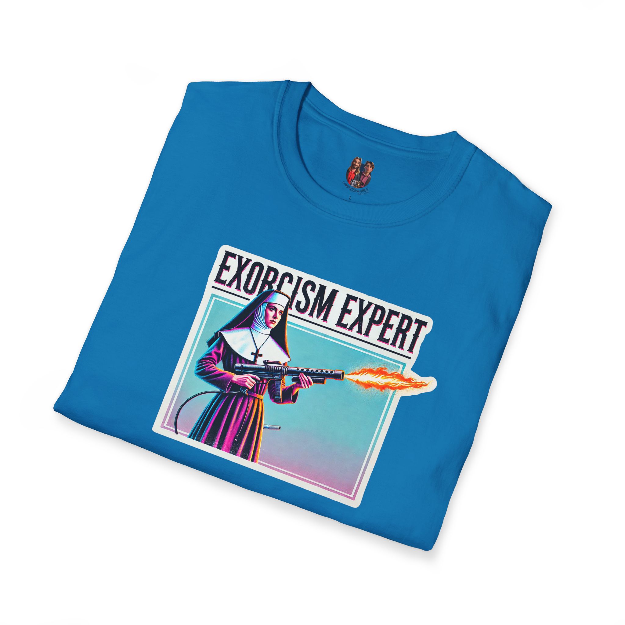 Funny Nun Exorcism tshirt - Ironic Catholic Graphic - Humorous Vintage Faith Tee - Image 24
